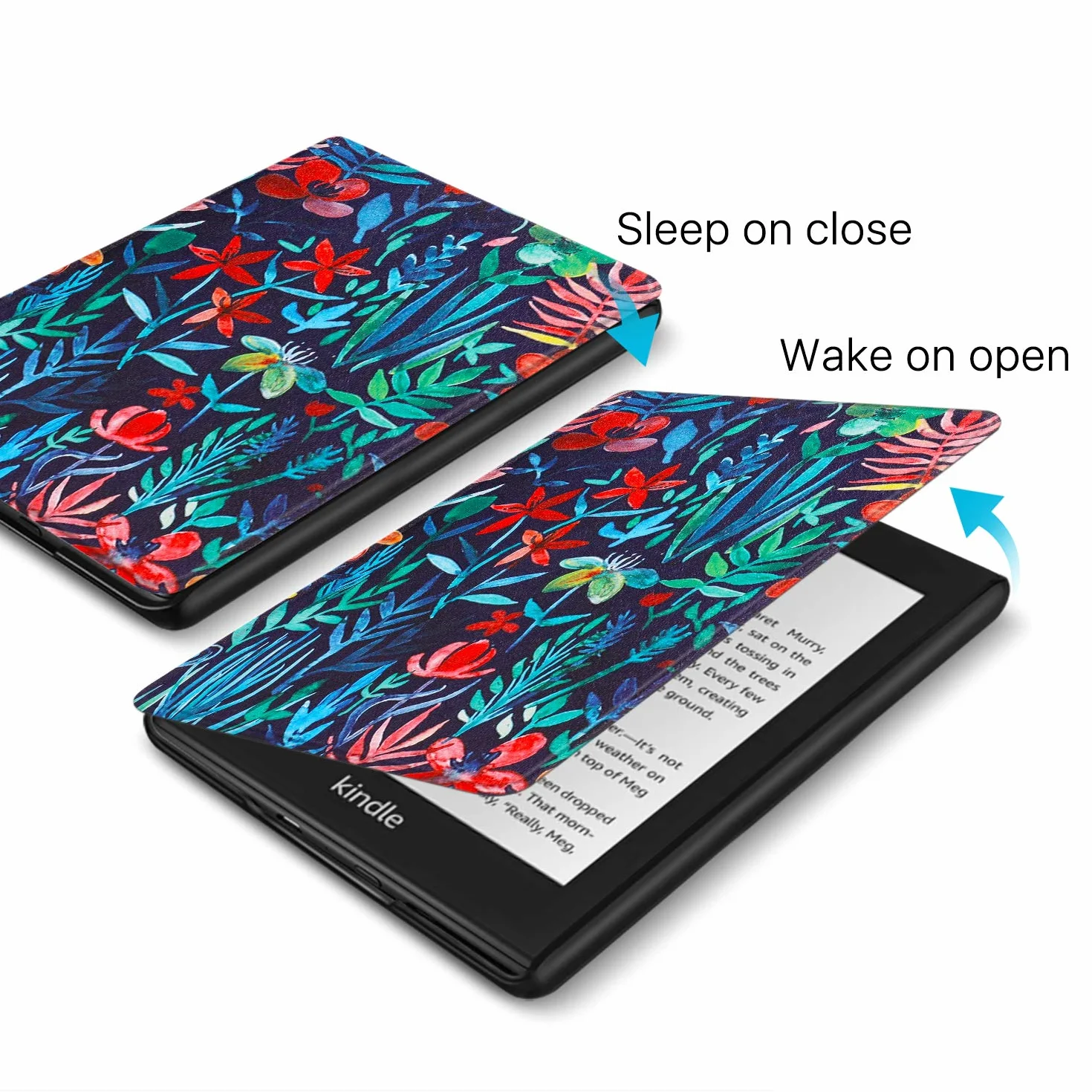 TNP Ochronne etui do Kindle Paperwhite 10 generacji 2018, twarde etui i etui PC do czytnika Amazon Kindle Paperwhite, automatycznego budzika i snu, czerwone i białe kwiaty