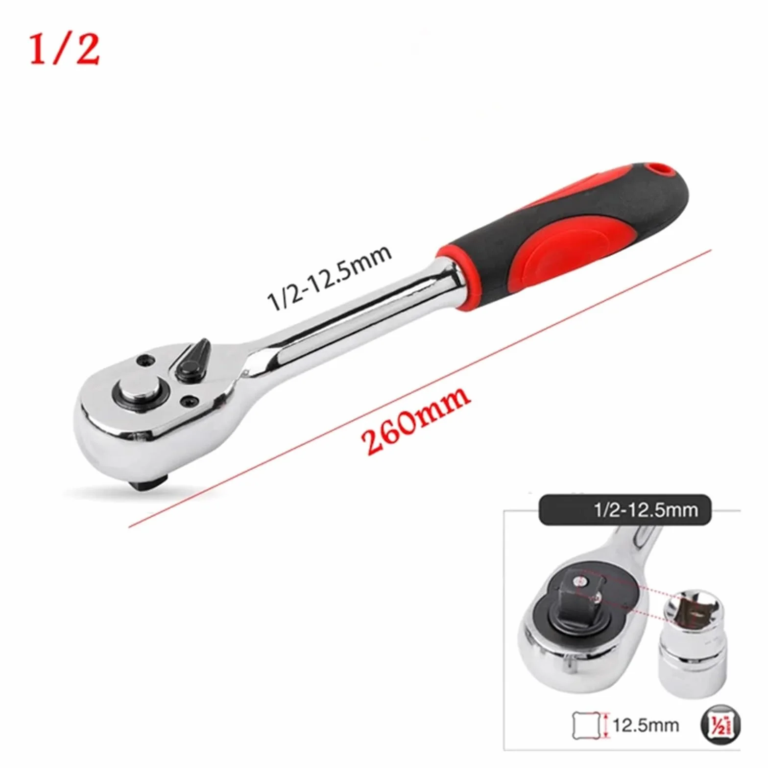 tianwandong Klucz grzechotkowy 1/4" 3/8" 1/2" cala 72 zęby teleskopowy klucz nasadowy z wysuwaną płytką zapadkową narzędzia z uchwytem grzechotkowym(Straight 1-2)