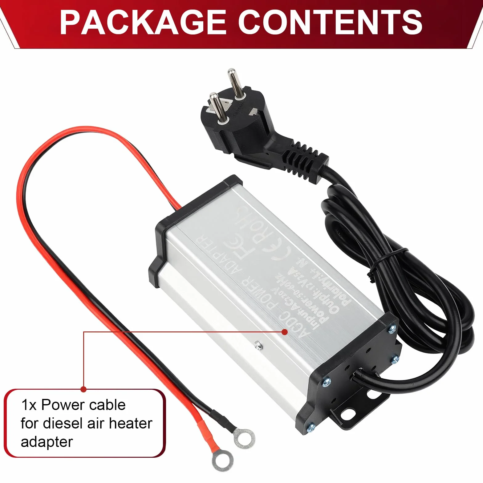 Przetwornica napięcia 240 V na 12 V, do ogrzewania postojowego 2 kW, 5 kW, 8 kW, adapter zasilacza AC/DC, transformator prądowy, zasilacz 12 V, adapter 25 A, adapter zasilania do przyczep kempingowych