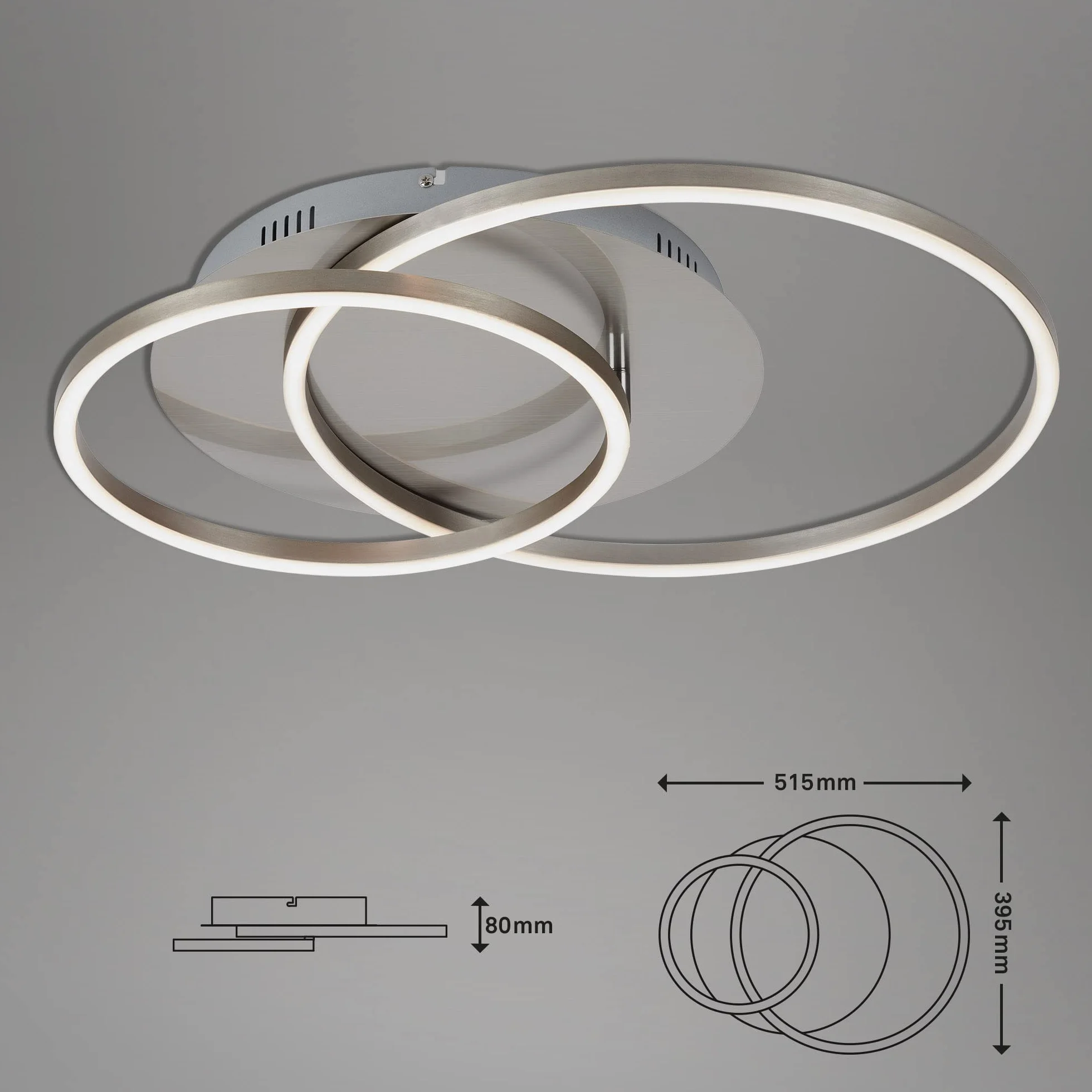Briloner Leuchten Lampa Sufitowa LED, Srebrny, 40 W