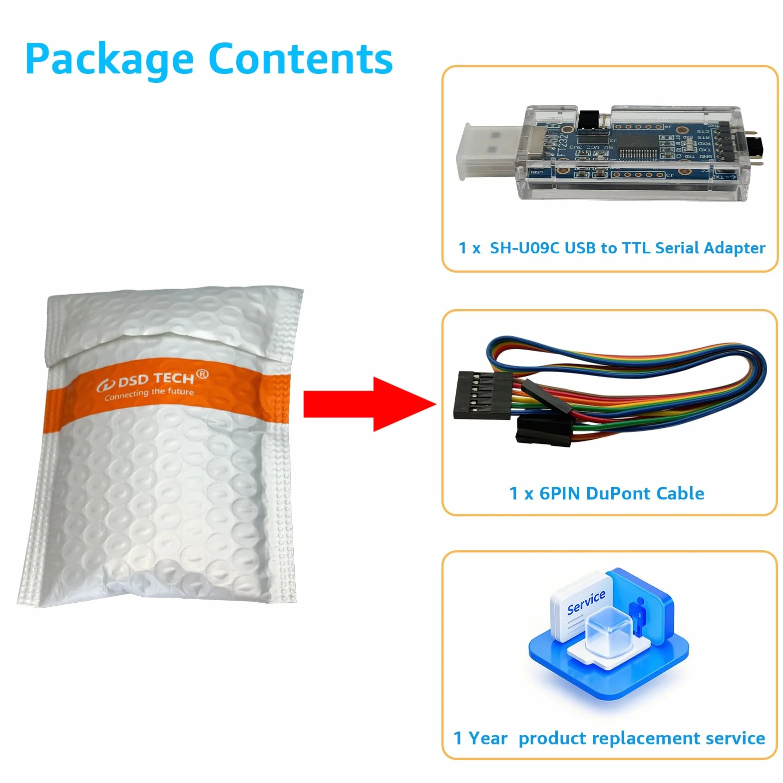 DSD TECH SH-U09C Adapter Szeregowy USB na TTL z Chipem FTDI FT232RL