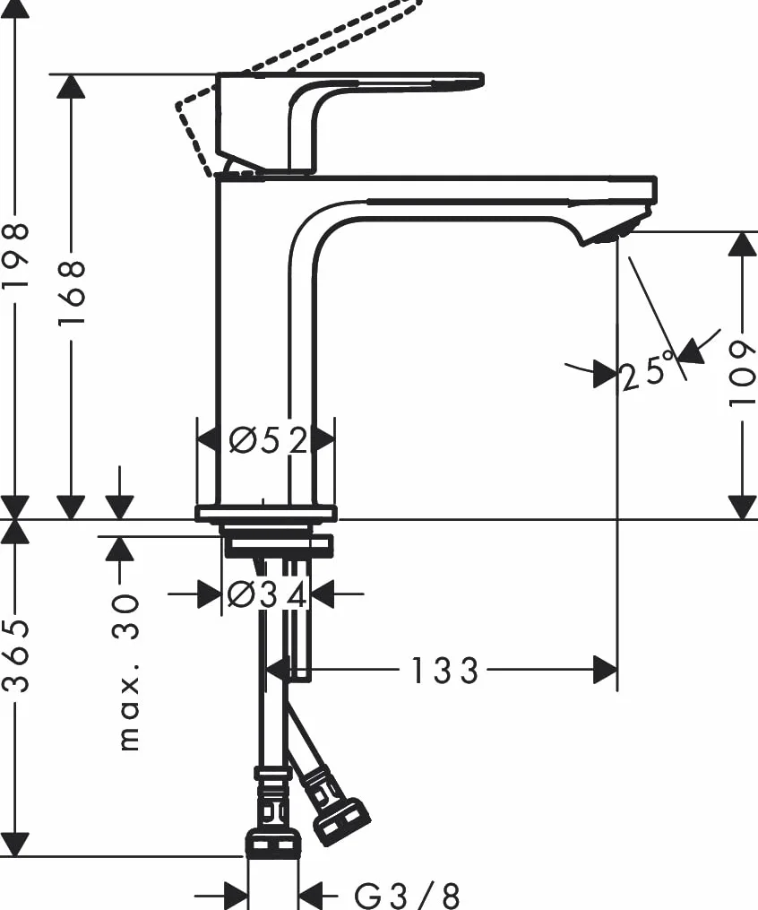 hansgrohe Rebris S - jednouchwytowa bateria umywalkowa bez zestawu odpływowego, kran łazienkowy z wylewką 109 mm, oszczędność wody (EcoSmart) i energii (CoolStart), czarny matowy, 72520670