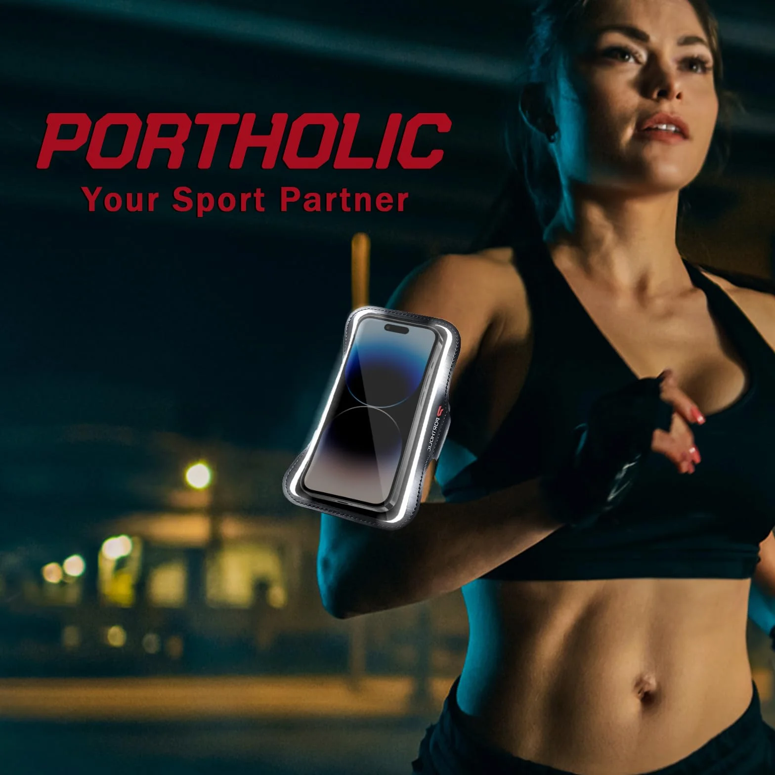 PORTHOLIC Sportowa bransoletka na rękę do iPhone 15/14/13/12/11, Samsung Galaxy S24/S23/S22, Huawei P60/P50, Xiaomi, odporna na pot