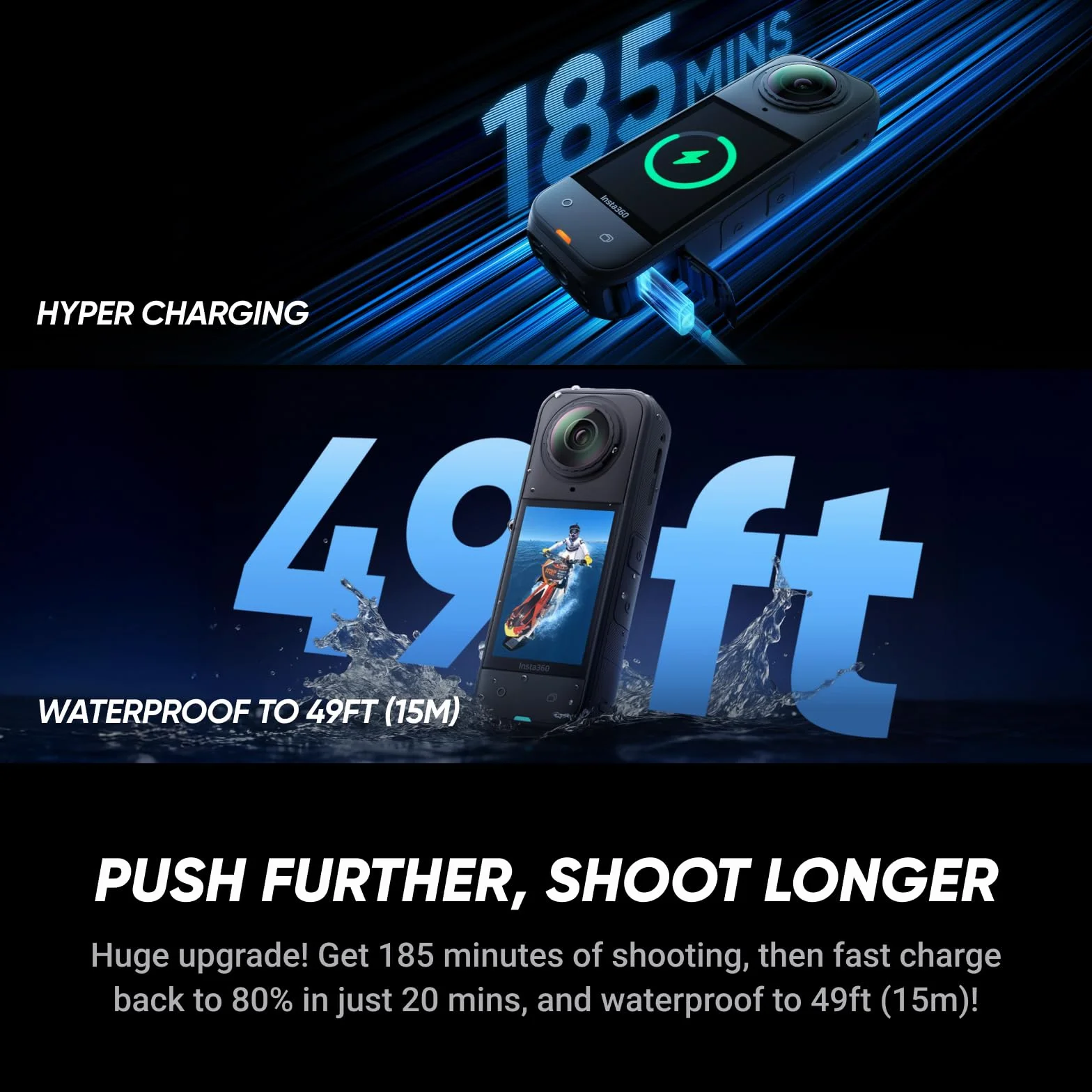 Insta360 X5 Must-Have-Bundle - wodoszczelna kamera 8K 360°, wiodąca przy słabym świetle, niewidoczny efekt selfie, wytrzymałe i wymienne soczewki, akumulator 3 h, zintegrowana ochrona przed wiatrem