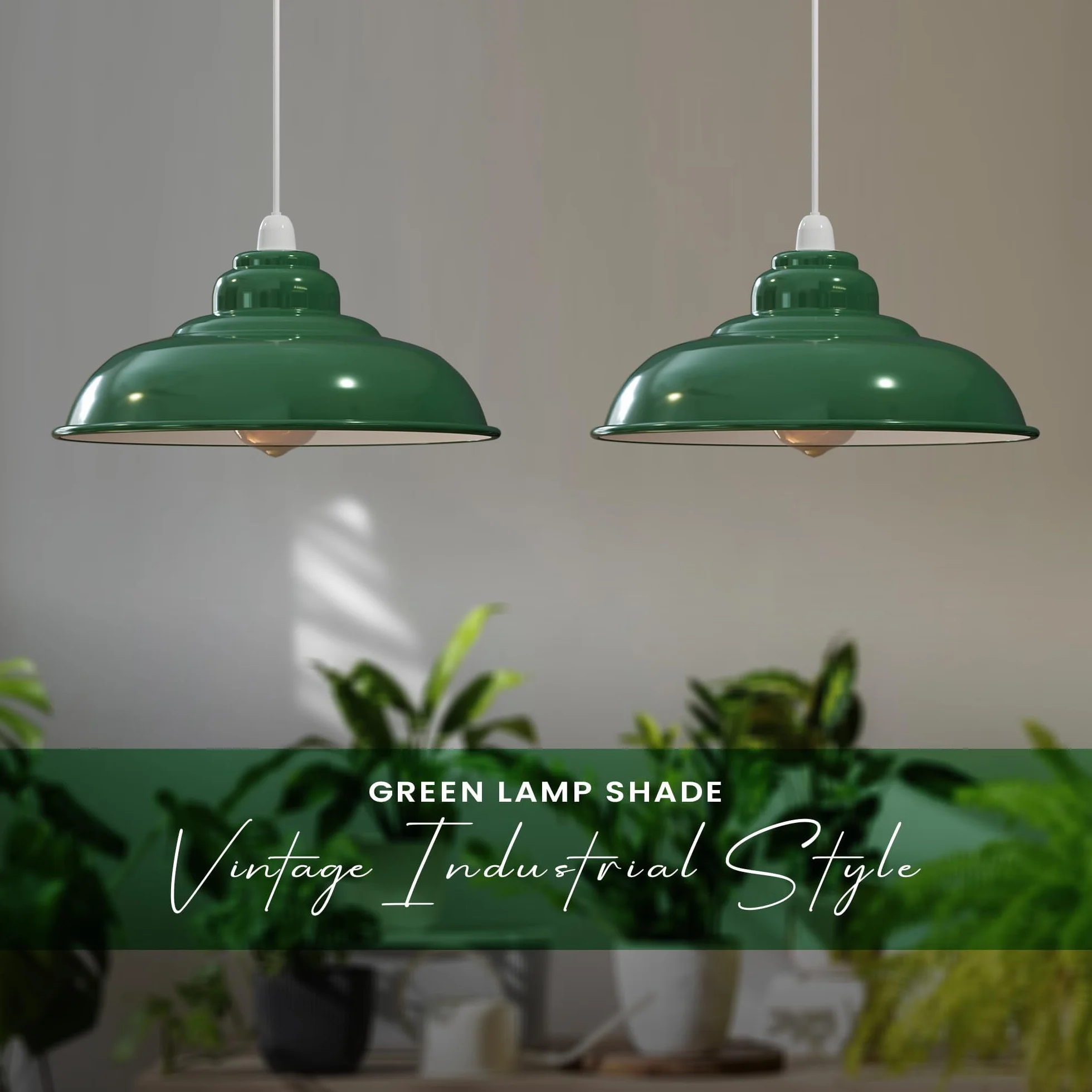 LEDSone Przemysłowa wisząca lampa sufitowa, klosz lampy w stylu retro, wisząca lampa sufitowa w stylu vintage, metalowy loft, rustykalny klosz wiszący (zielony, 1 opakowanie)