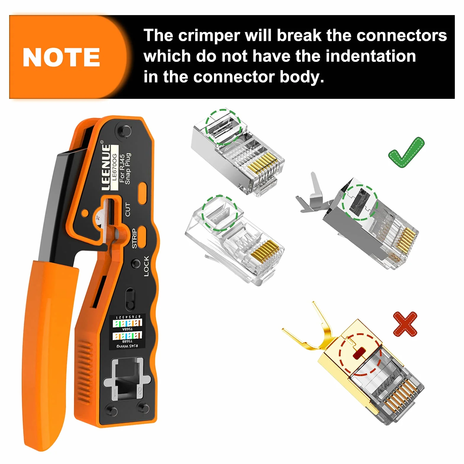 Szczypce zaciskowe RJ45, All-in-One Ethernet Crimper do wtyków Cat7, Cat6, Cat5, z 2 ostrzami zapasowymi