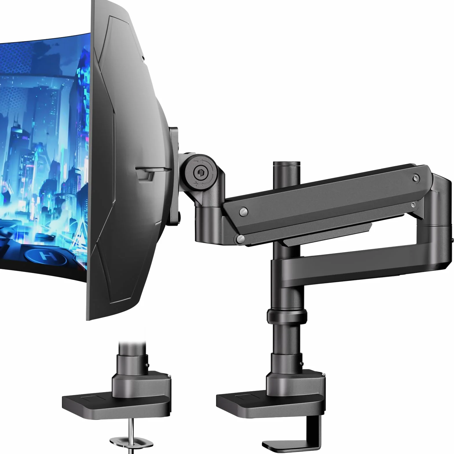Ultrawide uchwyt na monitor wytrzymałe ramię sprężynowe gazowe do monitorów 17-57 cali nośność 2-20 kg VESA 75/100 mm czarny