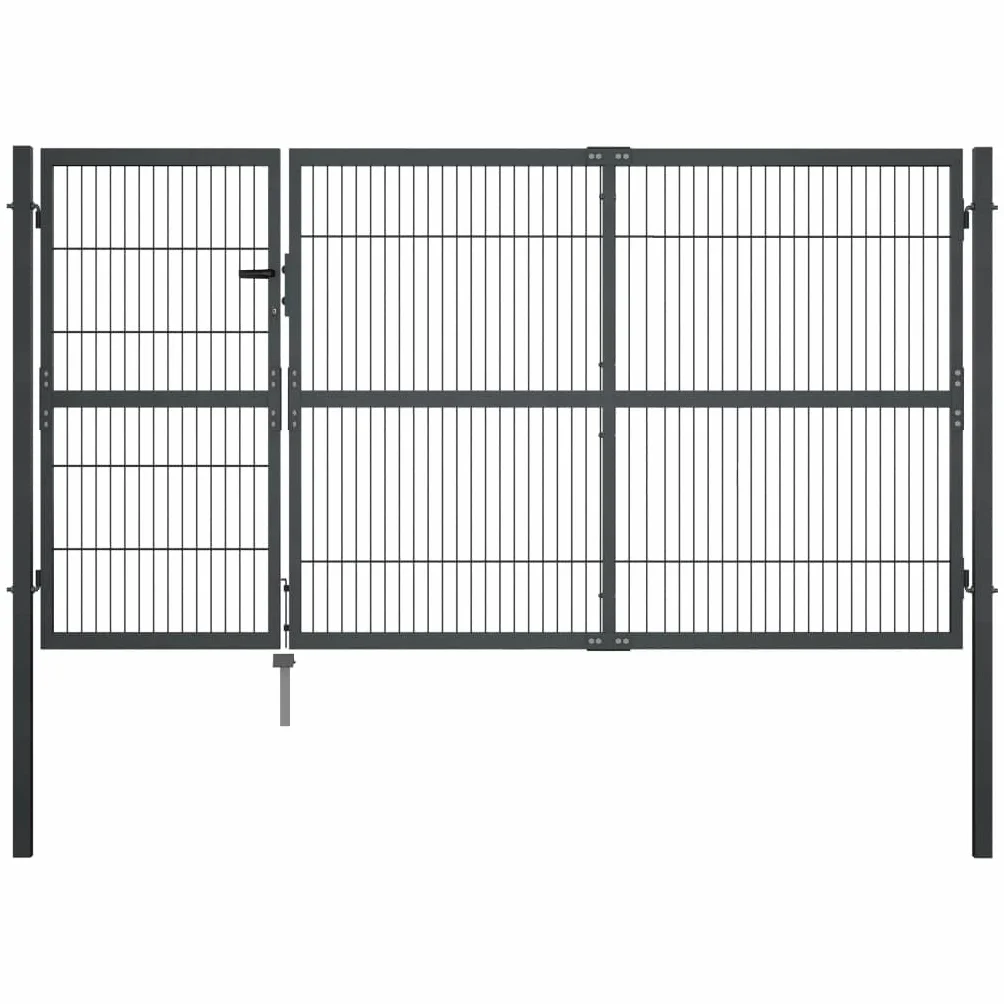 vidaXL Brama ogrodzeniowa ze słupkami, stal, 350 x 140 cm, antracytowa