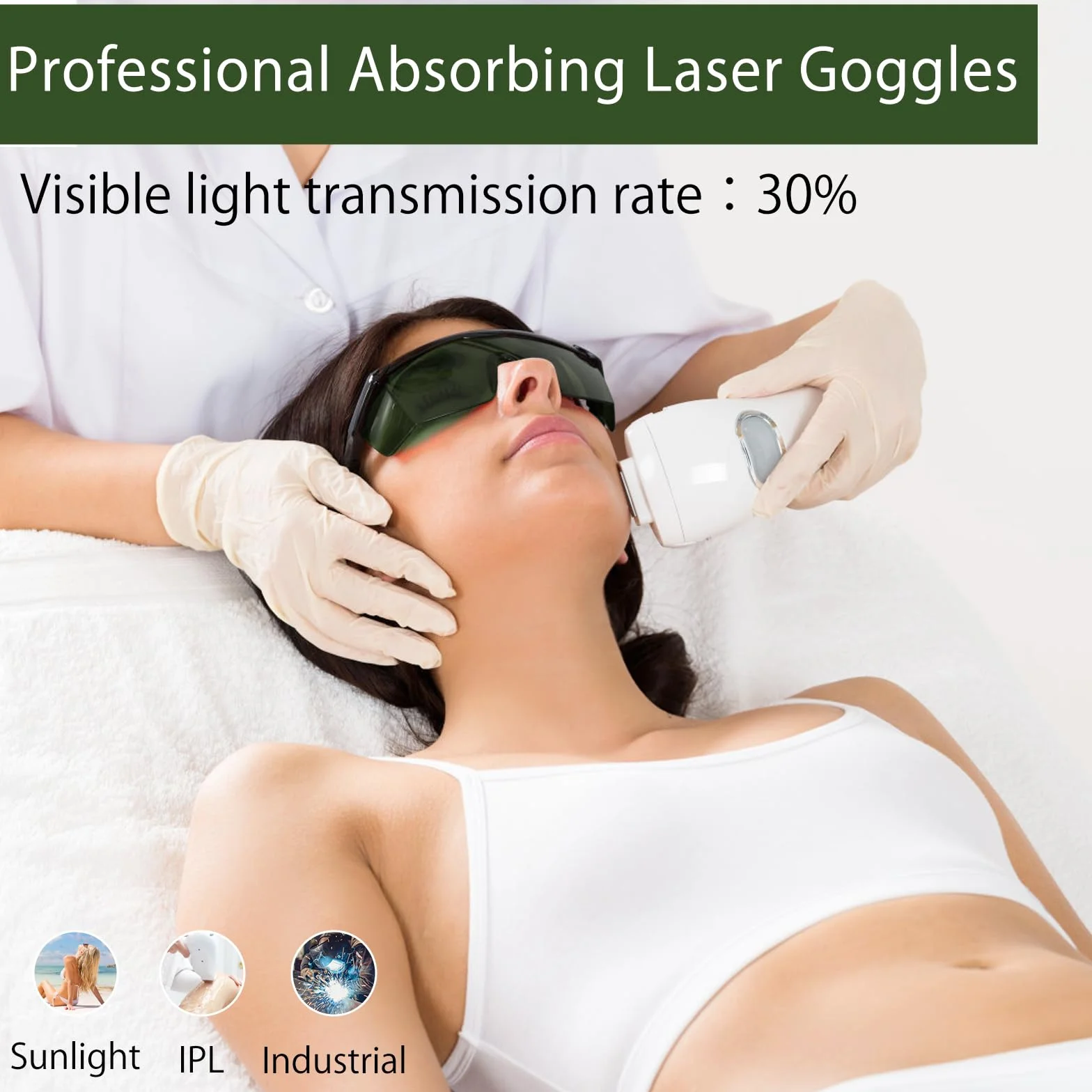 HENGBIRD Laserowe okulary ochronne IPL, 200-2000 nm, okulary ochronne na podczerwień, laserowe soczewki ochronne, IPL, IPL, okulary ochronne laserowe dla mężczyzn i kobiet