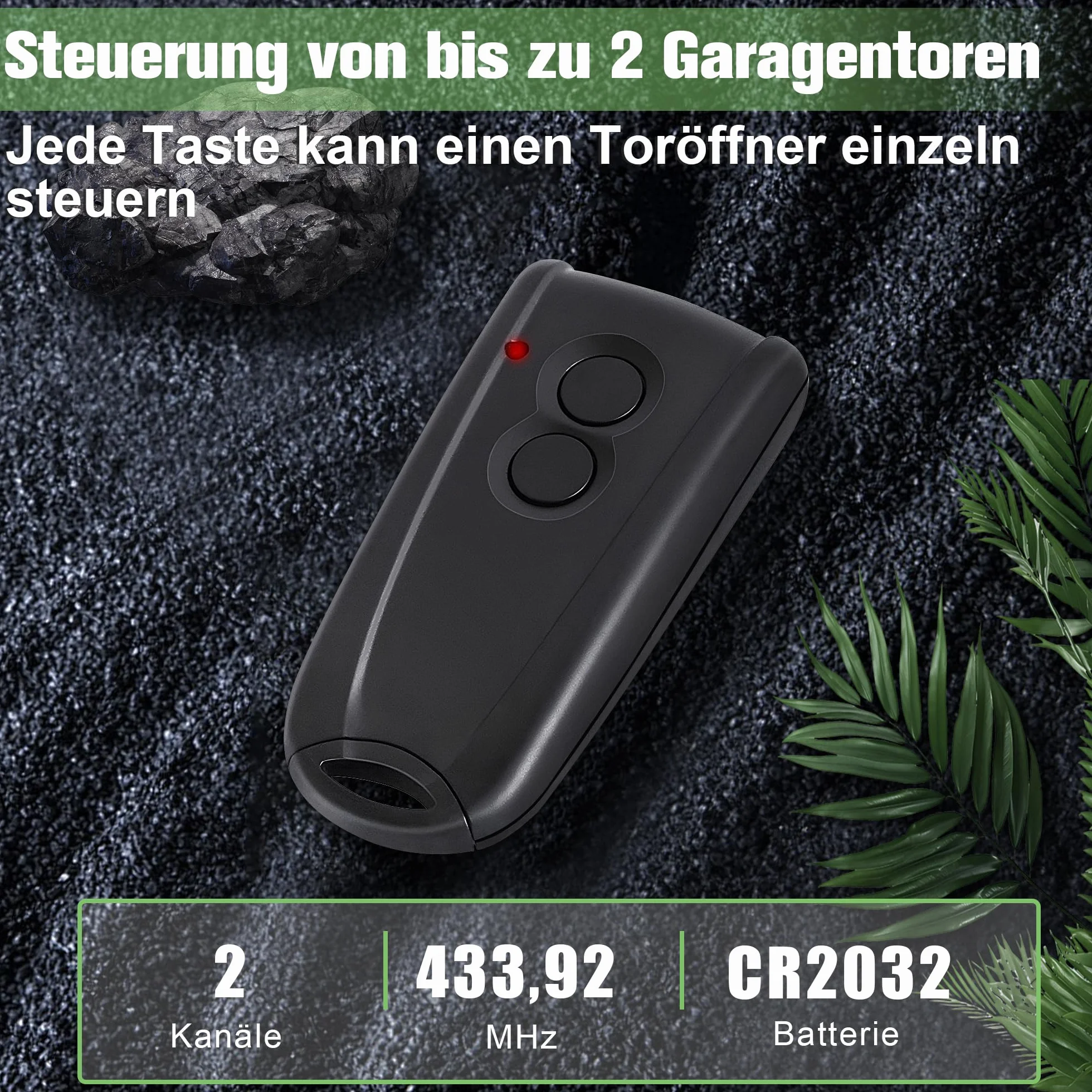 pepape 2 sztuki pilota do otwierania bram garażowych zdalnie dla EcoStar nadajnik RSC2-433 RSE2-433, kompatybilny z napędem do bram garażowych Hörmann Liftronic 500/700/800, Portronic D2500/D5000