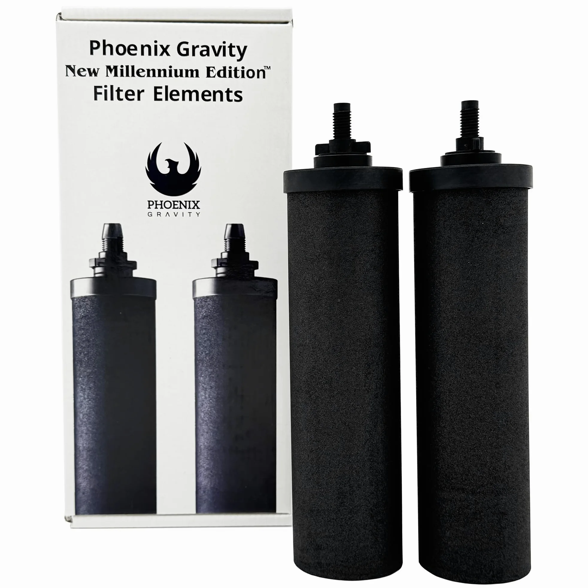 Berkey Elementy filtrujące do wody Phoenix Gravity New Millennium Edition (zestaw 2 szt.) - Zatwierdzony przez NMCL zamiennik zamiast Black Berkey Elements BB9-2