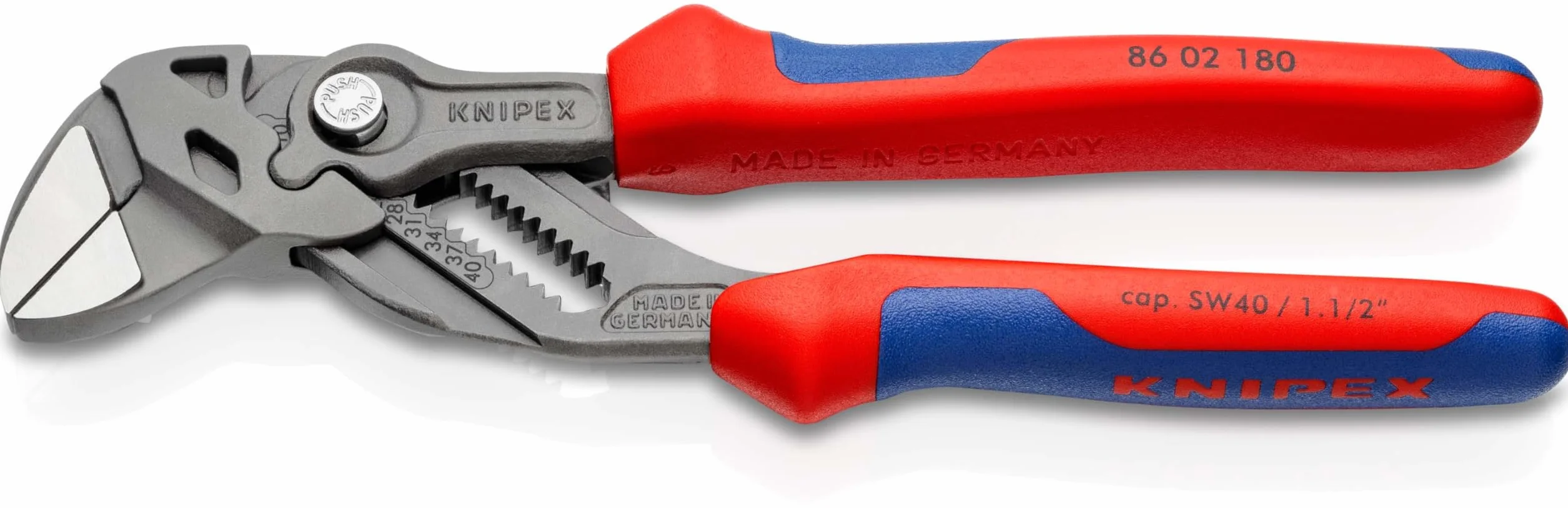 KNIPEX Szczypce-klucz szczypce i klucz w jednym narzędziu fosforanowana, szara z osłonkami wielokomponentowymi 180 mm, 86 02 180