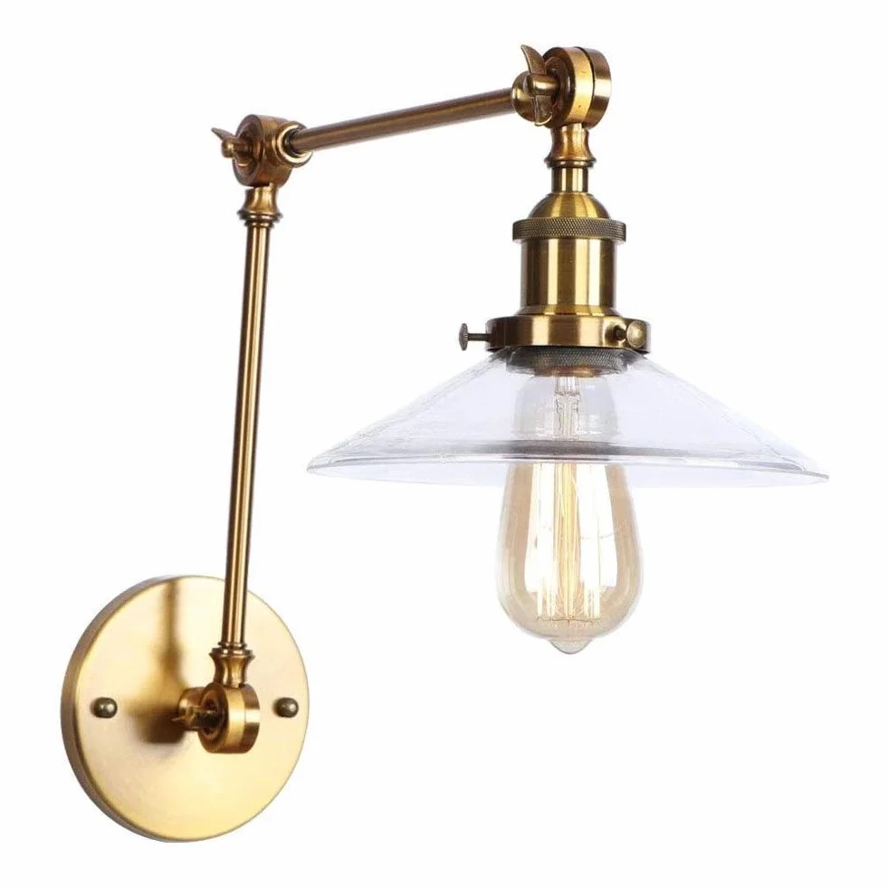 Vintage E27 wahadłowy klosz szklany klosz lampa ścienna lampa ścienna przemysłowe oświetlenie wewnętrzne kinkiety ścienne korytarz salon gabinet lustro kosm