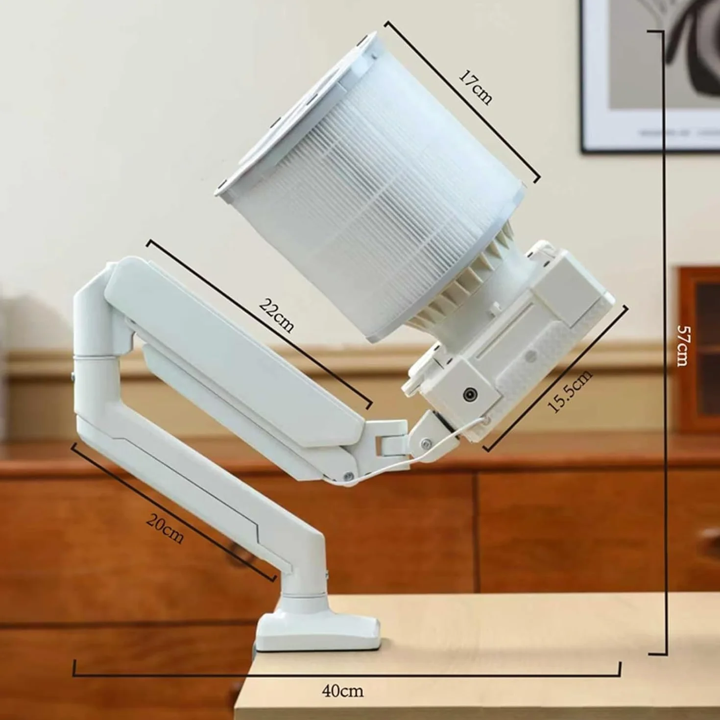 Odkurzacz do paznokci - biurkowy odpylacz z lampą LED, wymiennym filtrem i regulowanym metalowym wspornikiem kątowym do salonu paznokci i użytku domowego, 2 filtry