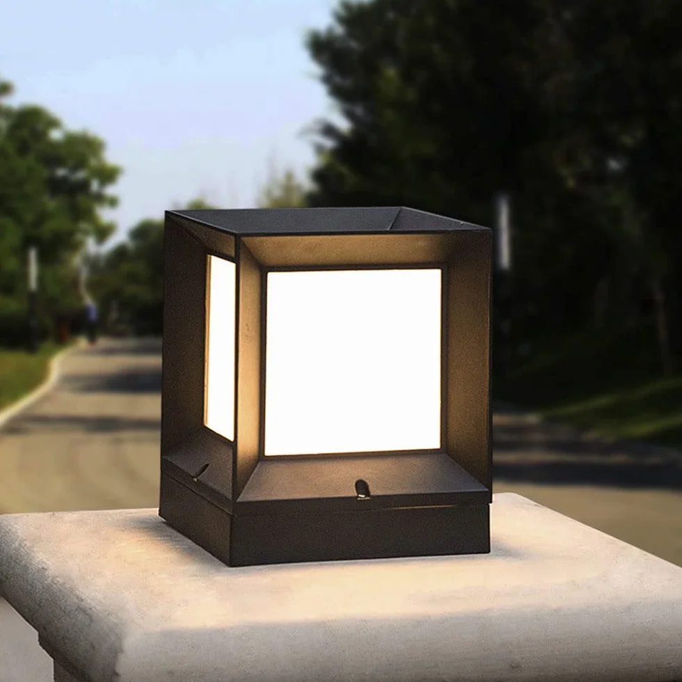 Lampy solarne, Matowa Czarna Lampa Słupkowa Z Trzonkiem E26, Przystosowana Do Pracy W Warunkach Mokrych(16cm)