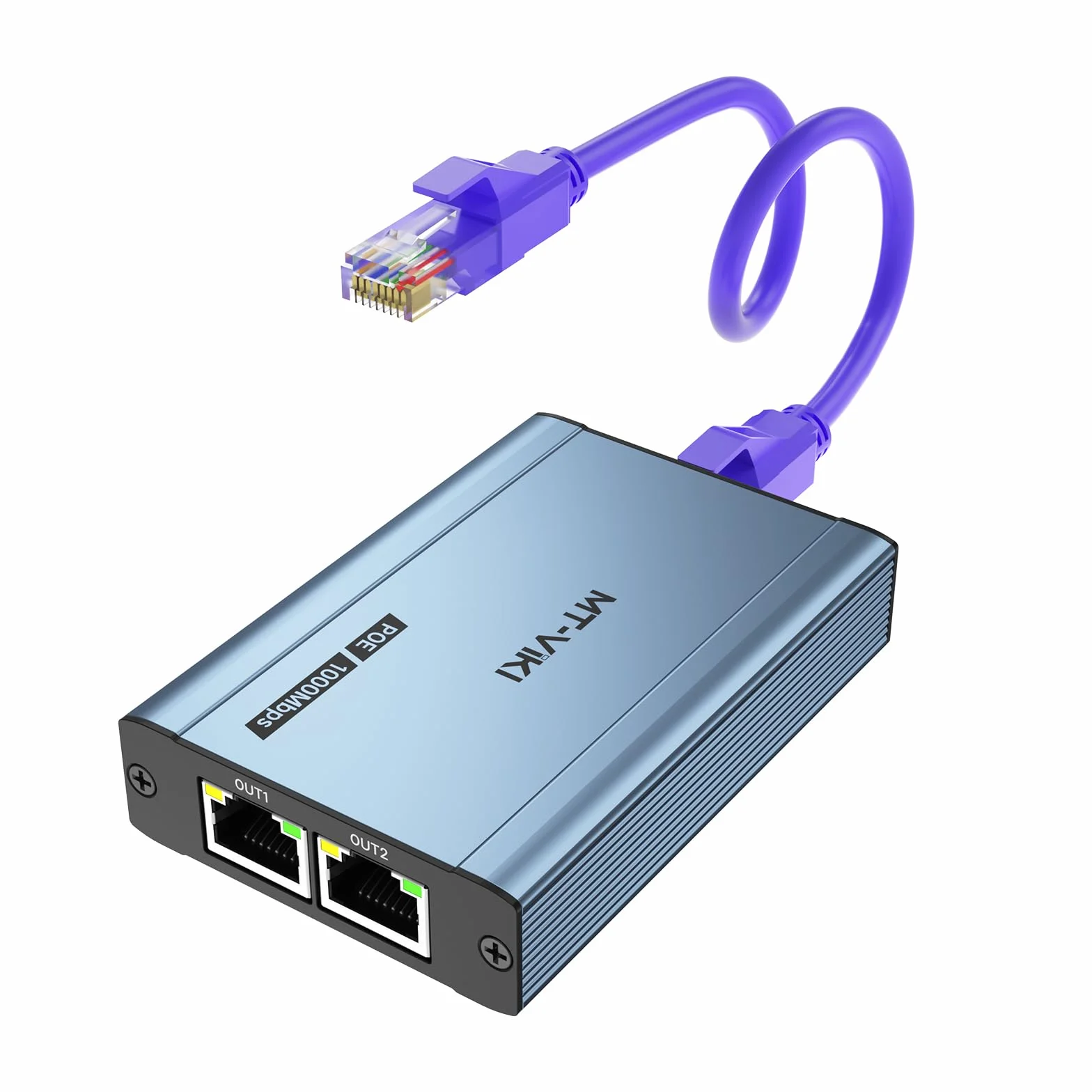 MT-VIKI Rozdzielacz Ethernet POE 48V 60W 1 do 2 1000 Mb/s Gigabit RJ45 Cat5e/6/7/8