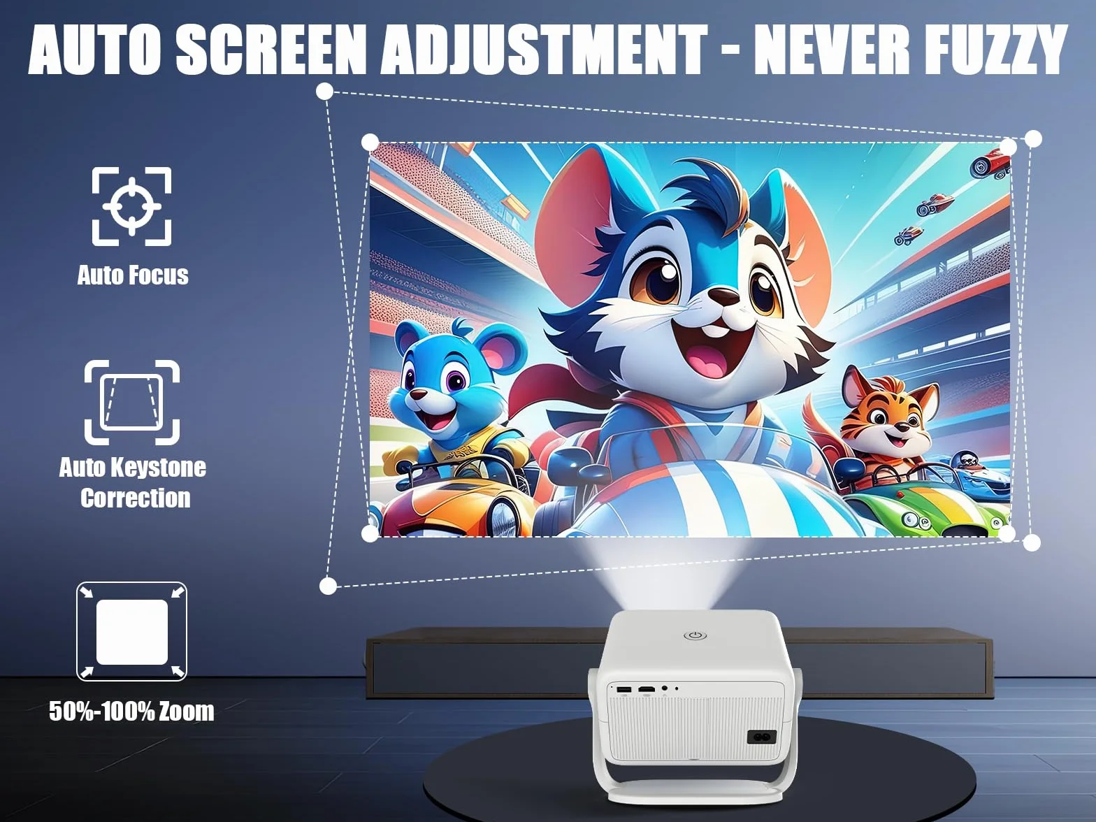 Android 13 4K Smart Beamer WLAN Bluetooth Auto-Focus Keystone Mini Portable Projector Voice Remote Control L018 NTV