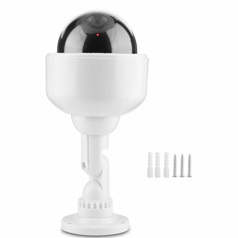 Atrapa Aparatu BezpieczeńStwa, FałSzywe Zabezpieczenia Kamera KopułKowa CCTV Kamera Obrotowa 360 ° z Czerwonym MigająCym śWiatłEm LED, Wodoodporny Monitor Symulacyjny do użYtku na ZewnąTrz i WewnąTrz