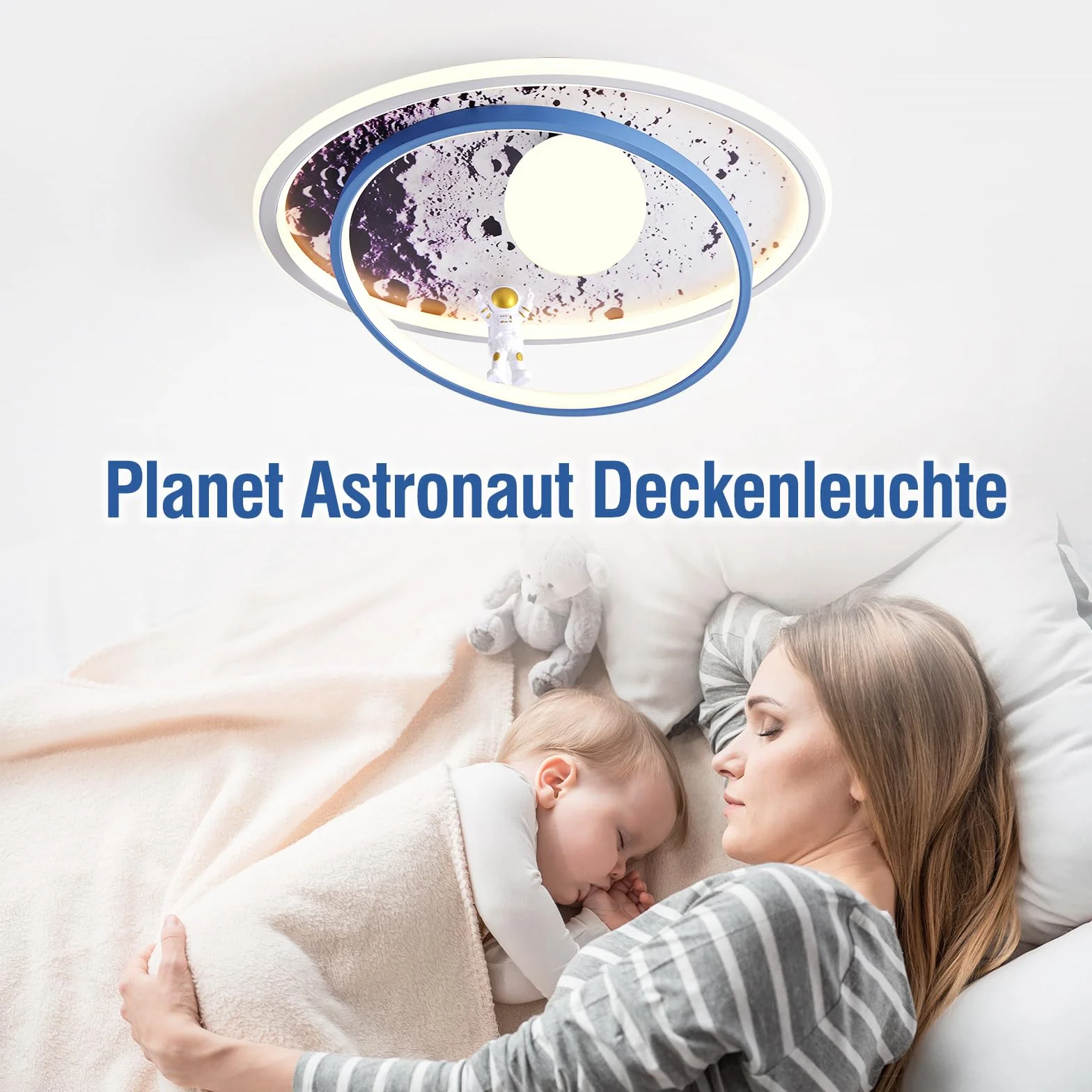 Lampa sufitowa do pokoju dziecięcego, ściemniana, lampa sufitowa LED, księżyc, astronauta, lampa sufitowa z pilotem zdalnego sterowania, dla dzieci, dziewczynek, chłopców, do salonu, sypialni, pokoju