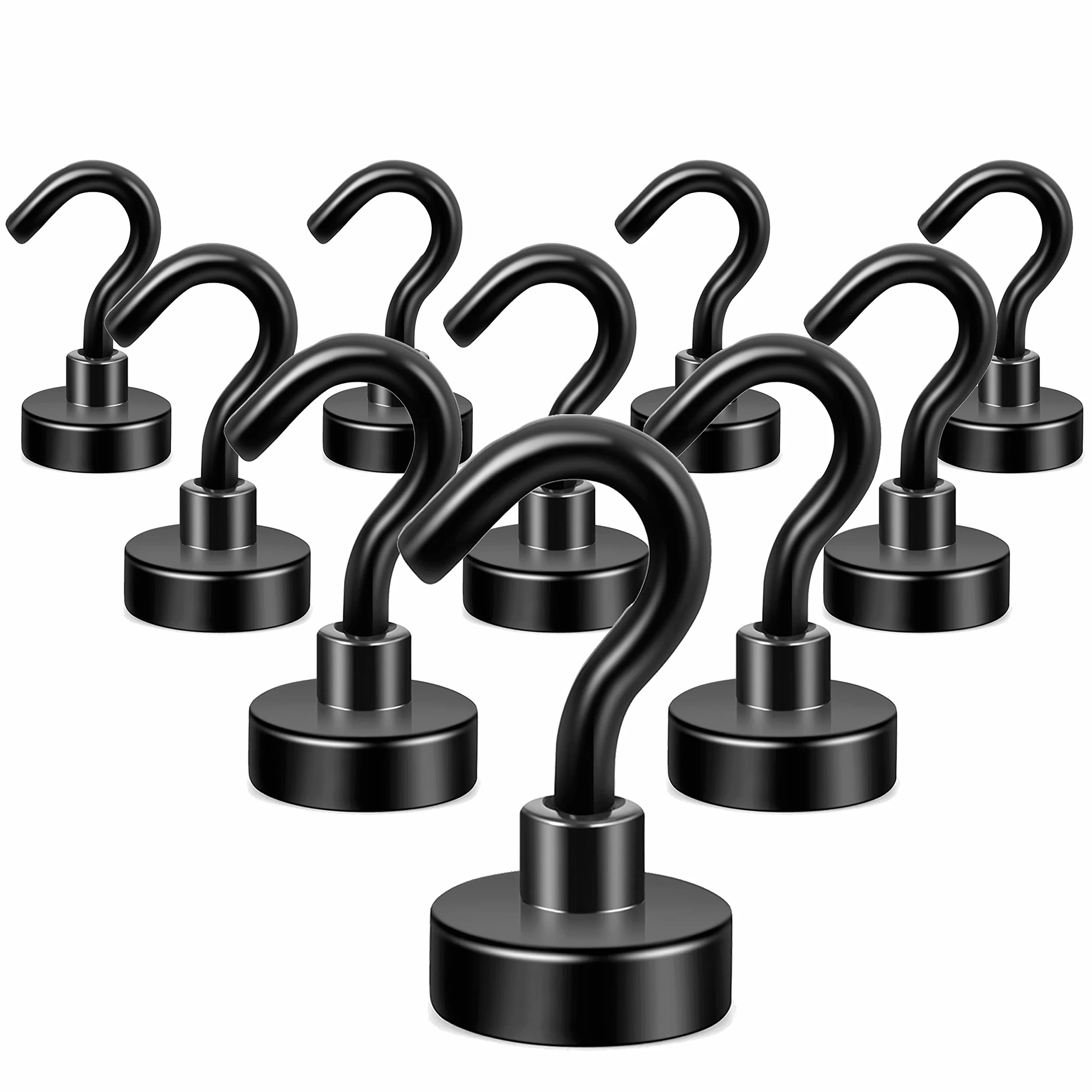 Neosmuk Czarne haczyki magnetyczne, 10kg ekstra mocne haczyki magnetyczne do kempingu, warsztatu, szafki, wieszaki na ubrania z magnesem neodymowym do użytku zewnętrznego i akcesoria na rejs
