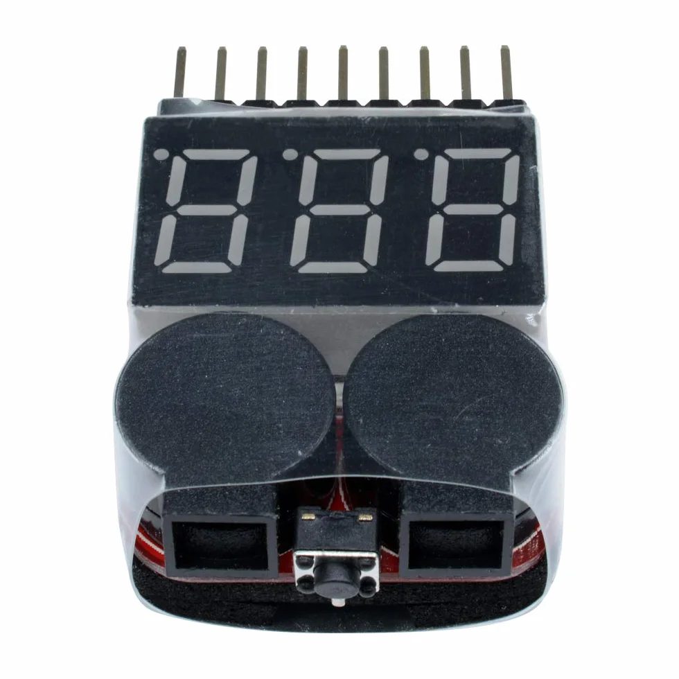 Tester baterii 1-8s Lipo Monitor niskiego napięcia z brzęczykiem alarmowym Kontroler napięcia LED 2 szt