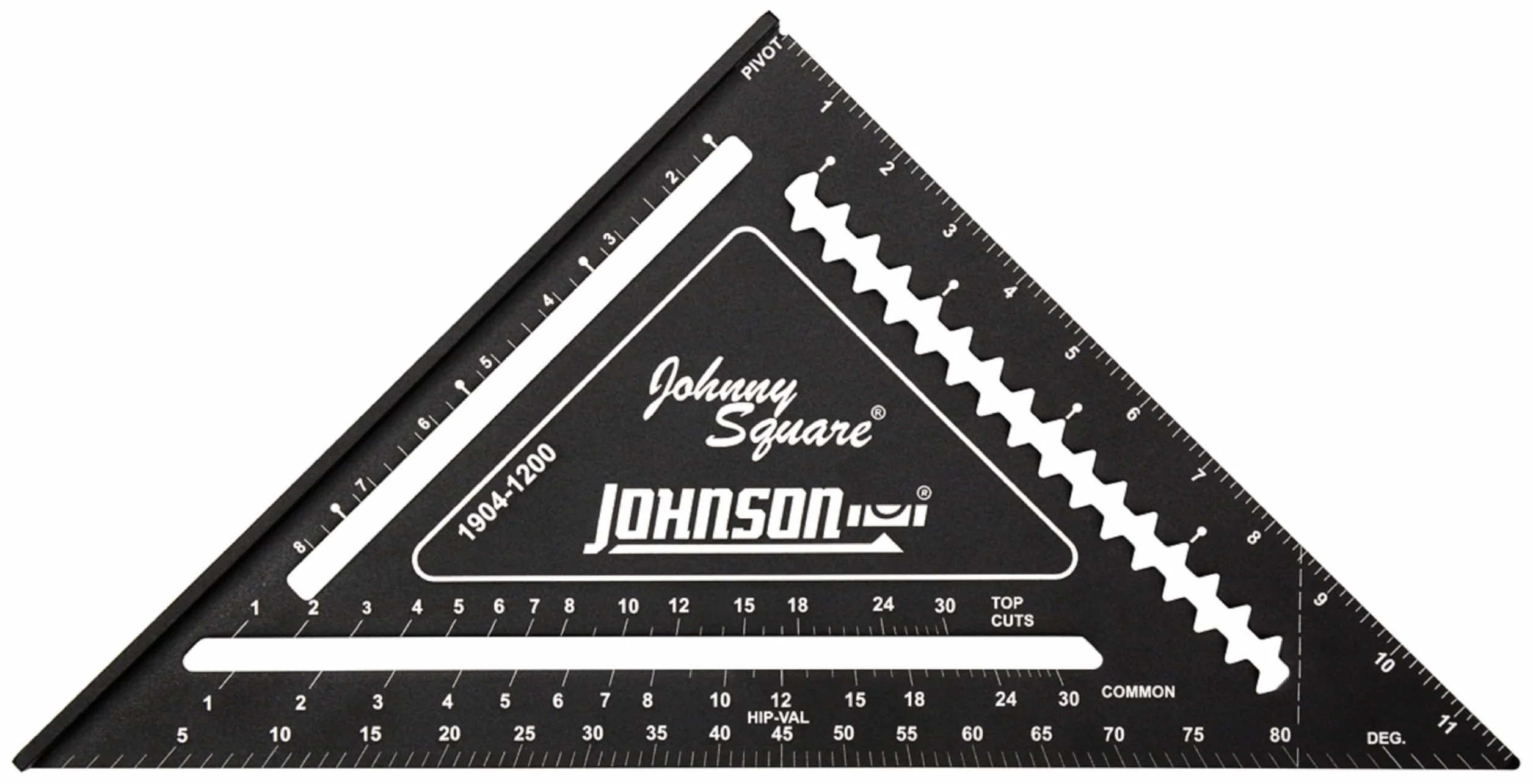 Johnson Level & Tool 1904-1200 Johnny Square profesjonalny łatwy do odczytania aluminiowy kwadrat krokwi, 30 cm, czarny, 1 kwadrat