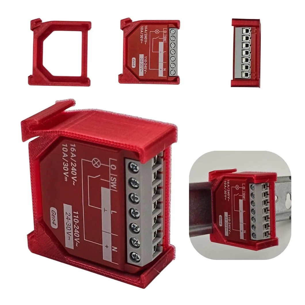 Uchwyt na szynę pasuje do Shelly 1PM GEN4 Din Rail Adapter (czerwony)