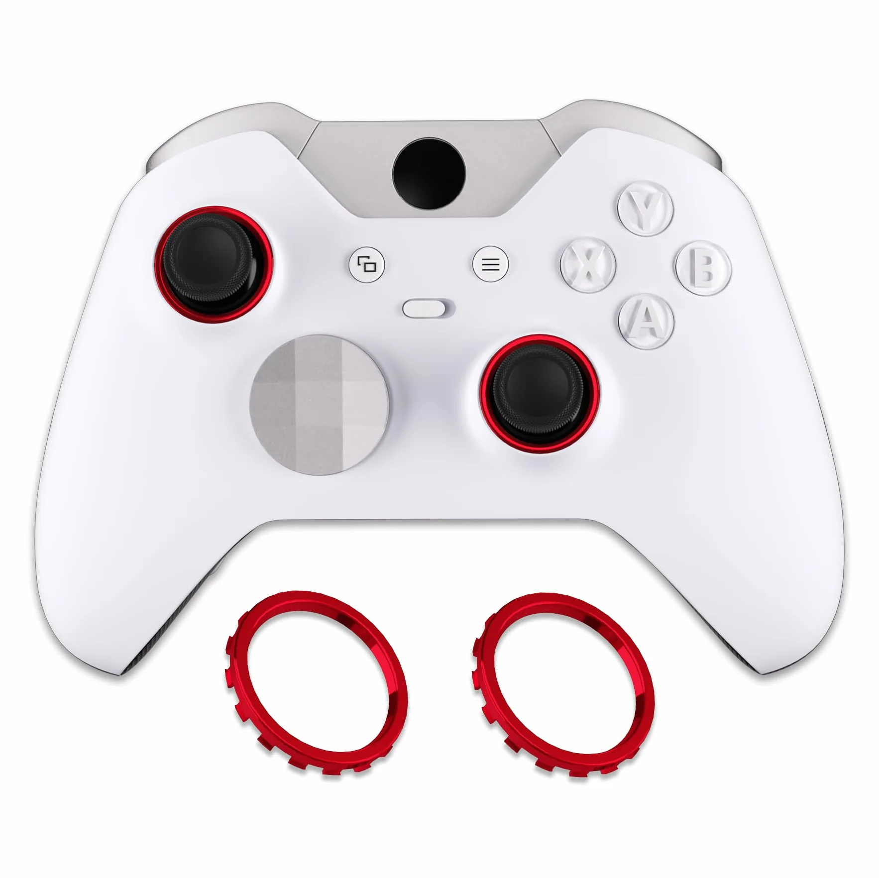 eXtremeRate Chrom Czerwony Custom Accent Rings dla Xbox Series X/S Controller, Akcesoria Zamienne dla Xbox One Elite, Elite Series 2