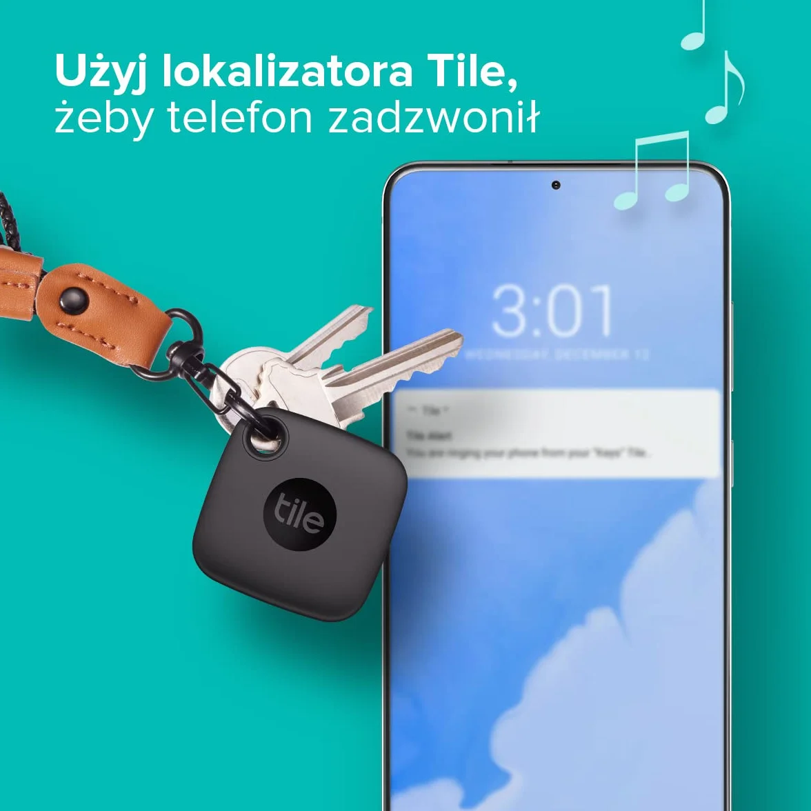 Tile Mate (2022) Lokalizator Bluetooth 1 Pak, zasięg 60m, aplikacja iOS i Android, Czarny