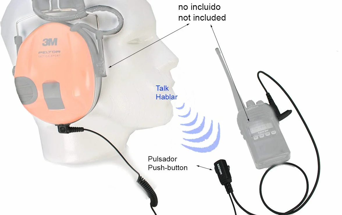 NAUZER PTT-32 kabel Micro PTT kompatybilny z PELTOR SPORTTAC kask myśliwski