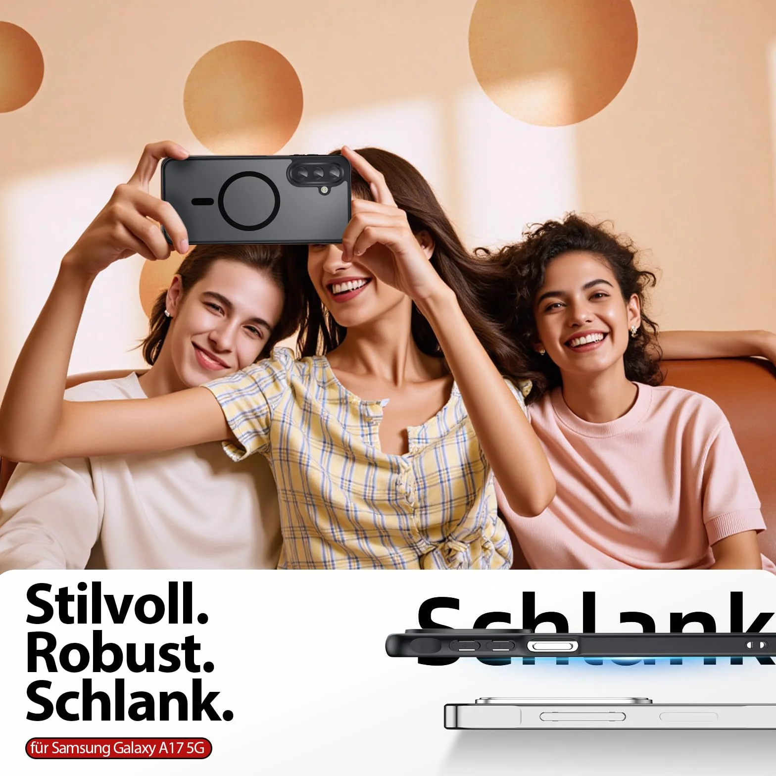 Dizn Etui magnetyczne Samsung Galaxy A17 4G/A17 5G z folią hartowanego szkła MagSafe czarny