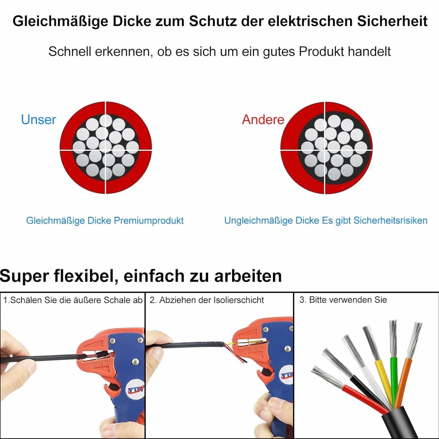 Kabel elektryczny 22AWG 6 x 0,3 mm², 30 m, 6 żył 5 V/12 V/24 V/300 V, kabel zasilający, ocynkowany kabel miedziany, elastyczny i miękki, niska impedancja, wysoka odporność na temperaturę, przedłużacz