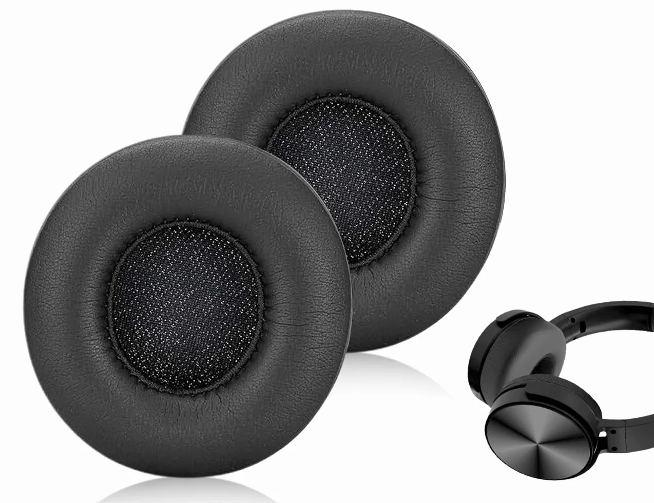 Skórzane nauszniki Sony Słuchawki 70 mm Czarne 2 sztuki