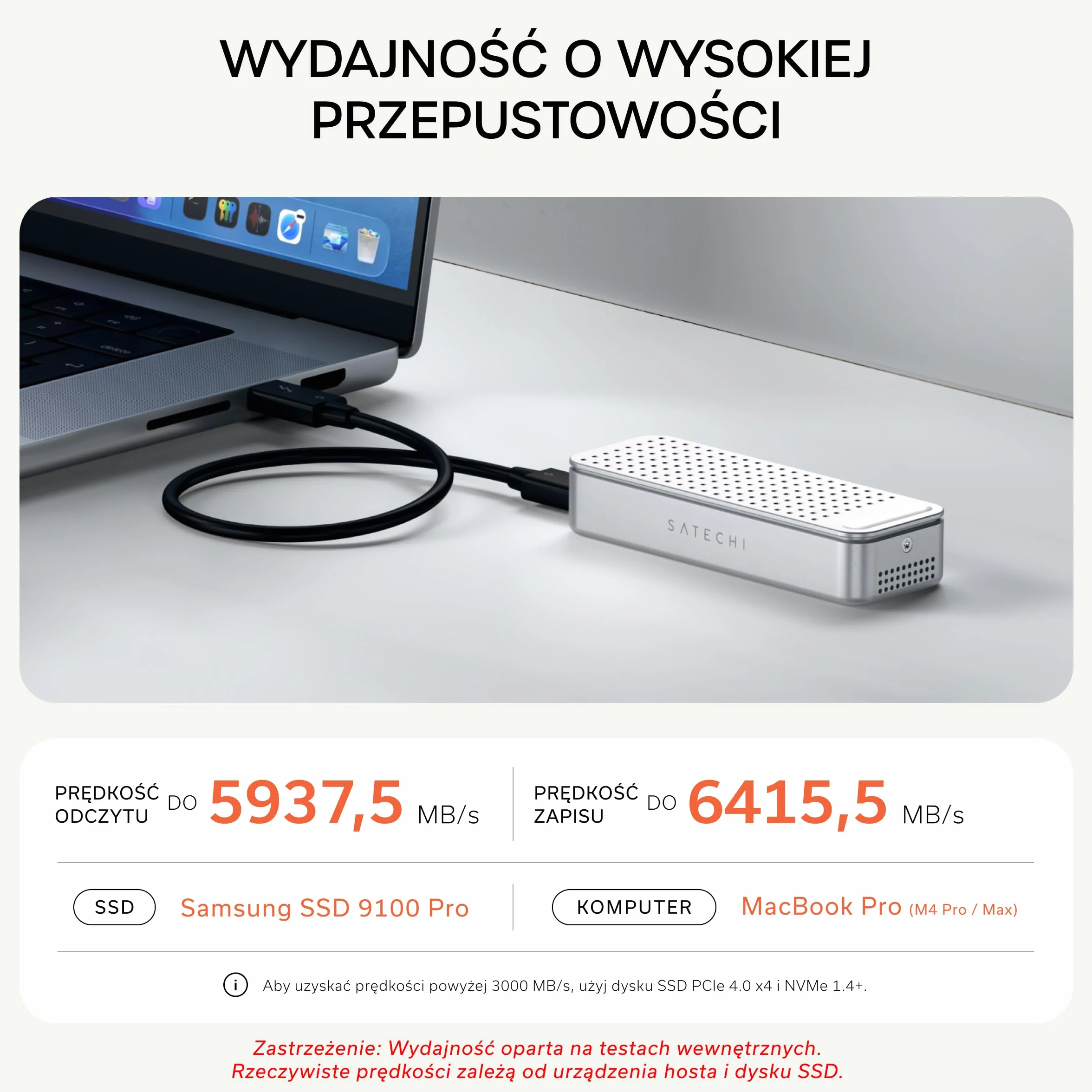 SATECHI DotDisk 80Gbps M.2 NVMe Obudowa SSD aluminiowa srebrna