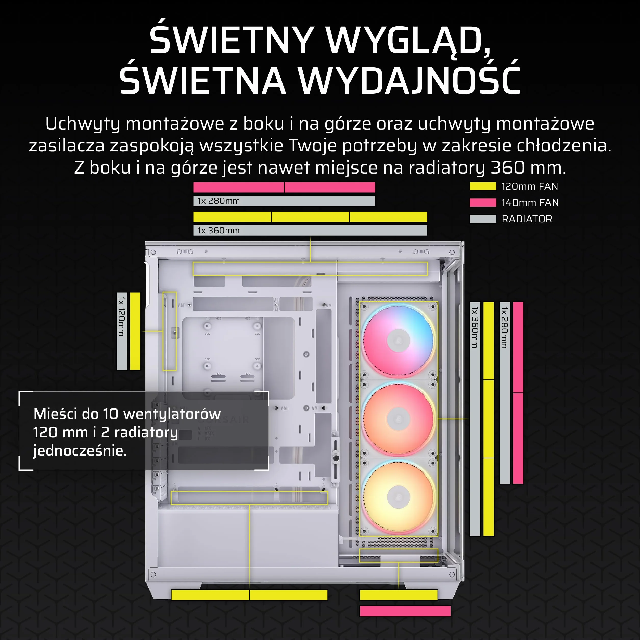 CORSAIR 3500X LX-R RGB iCUE LINK Obudowa PC Mid-Tower z wentylatorami LX120-R RGB