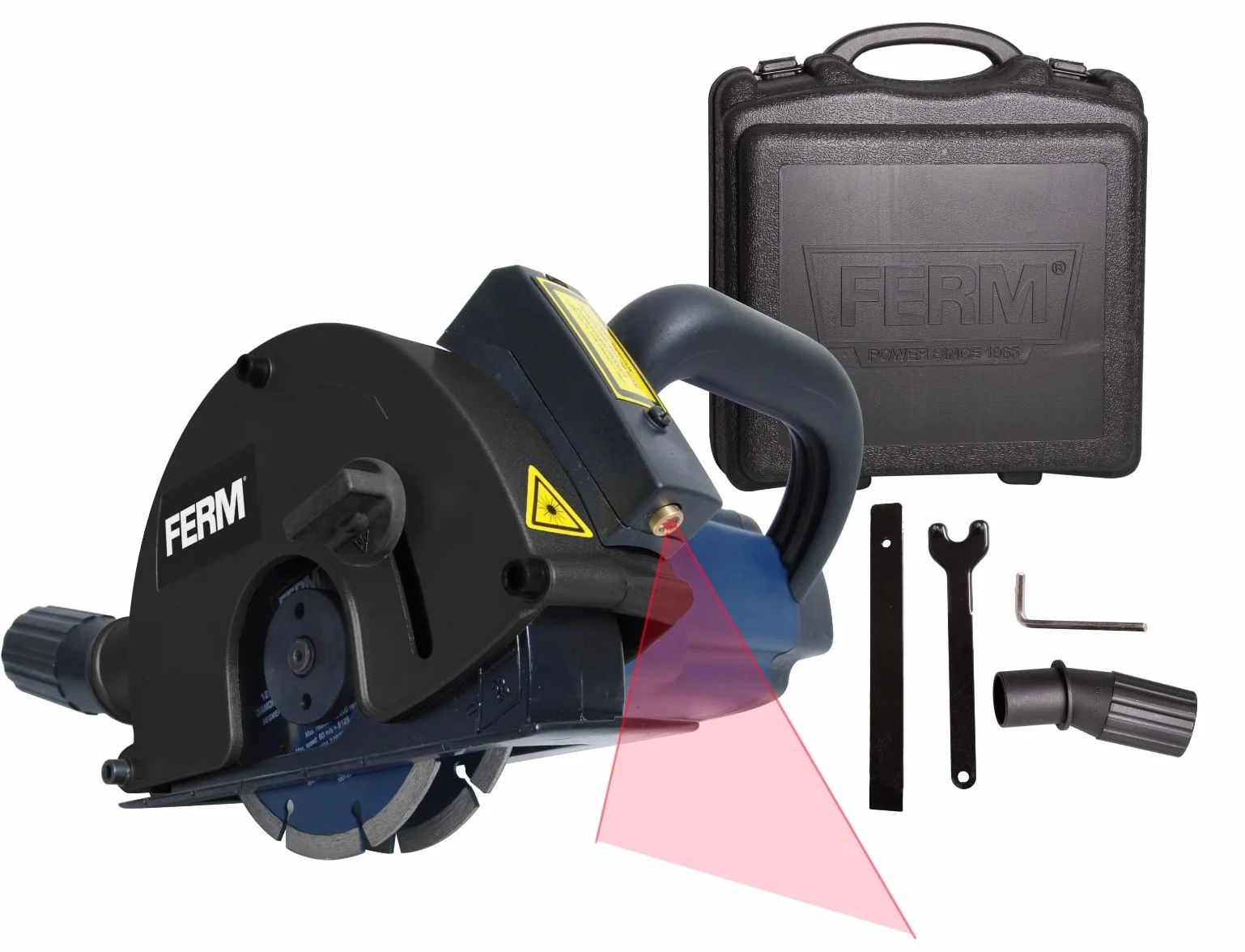 FERM WSM1009 Bruzdownica szczelinowa 1700 W - 2 tarcze diamentowe 125 mm - prowadnica laserowa - adapter do odsysania pyłu - walizka
