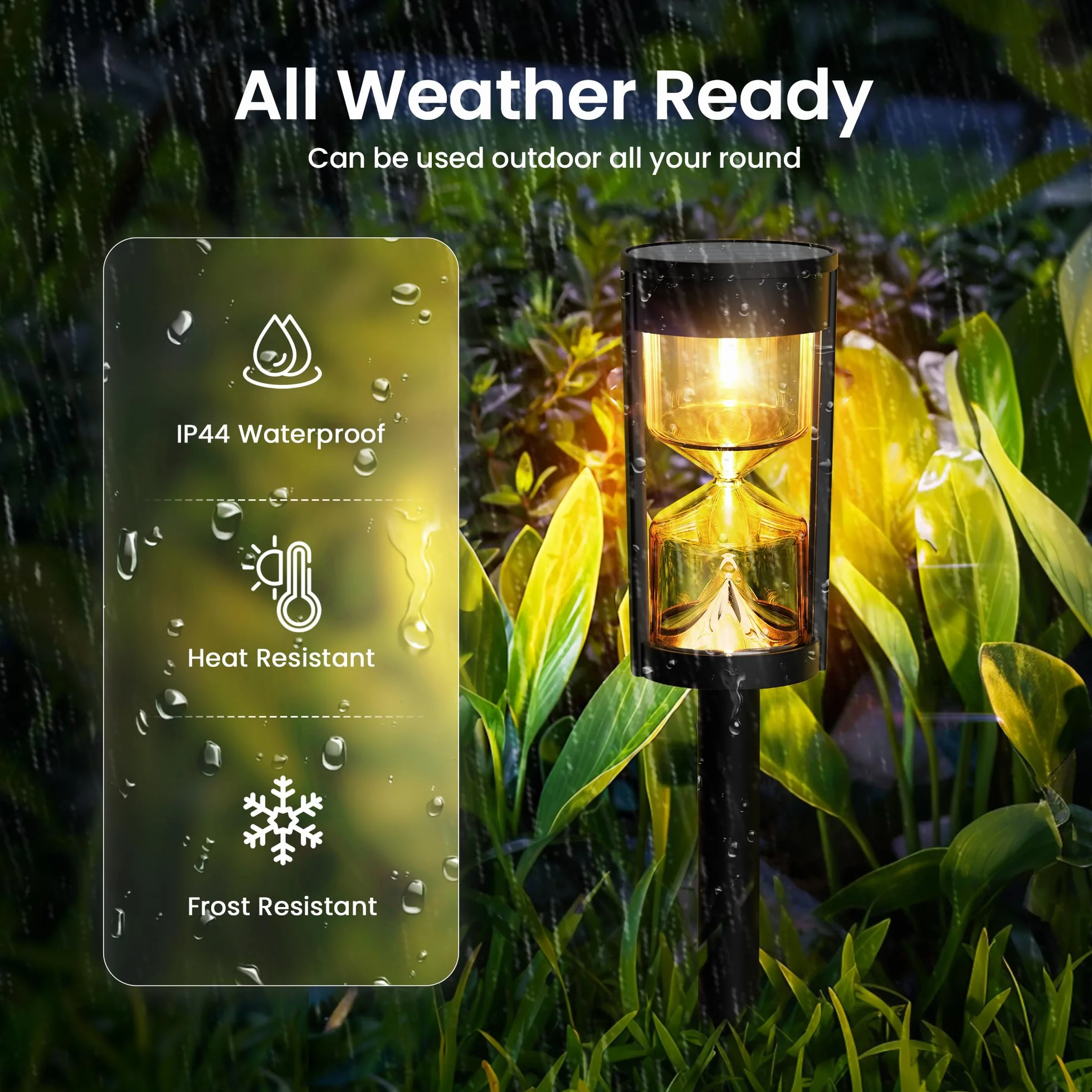 GIGALUMI Solarne lampy ogrodowe, wodoodporne lampy solarne w kształcie klepsydry, do ogrodu, na podwórko, taras, ścieżkę, dekoracji krajobrazu, ciepłe białe światło, 6 sztuk