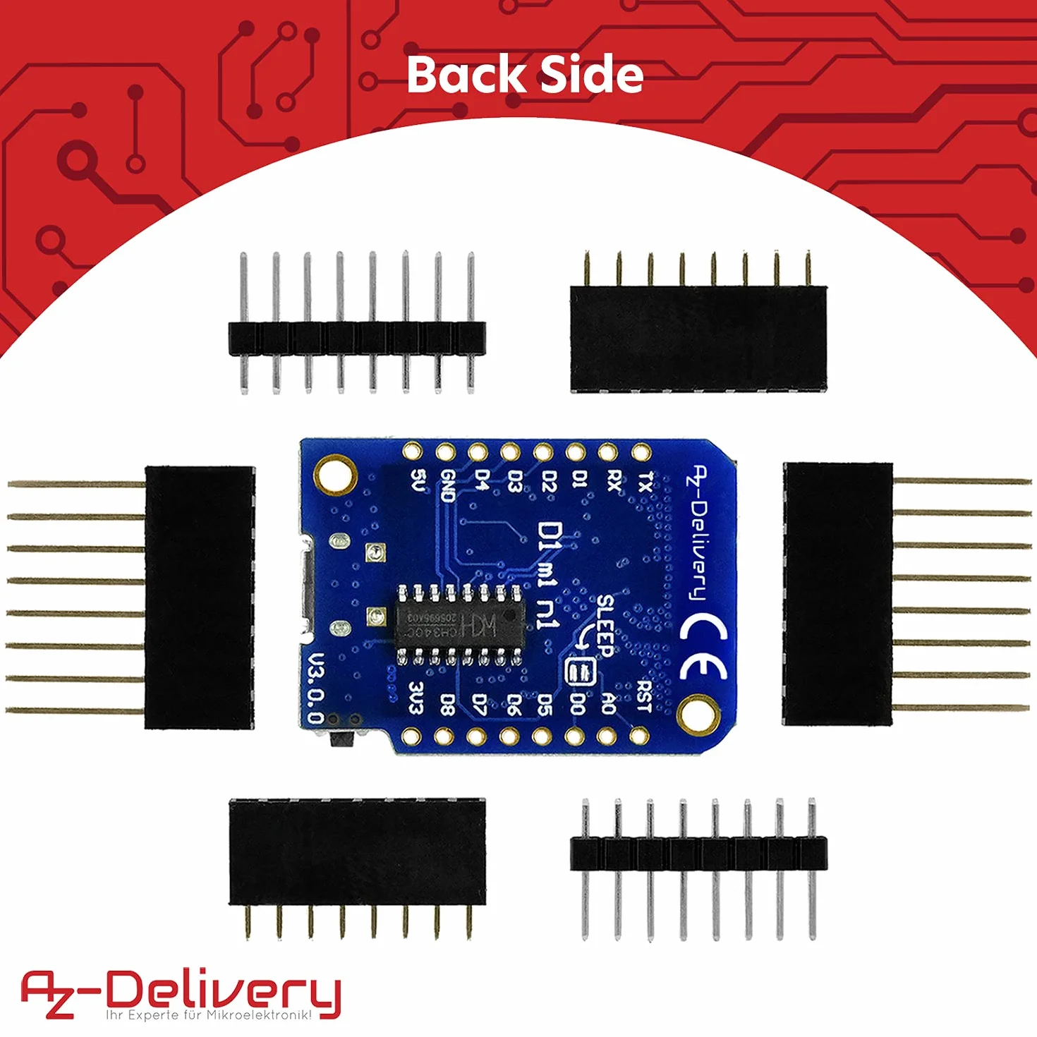 AZDelivery D1 Mini V3 NodeMCU ESP8266EX WLAN Moduł kompatybilny z Arduino