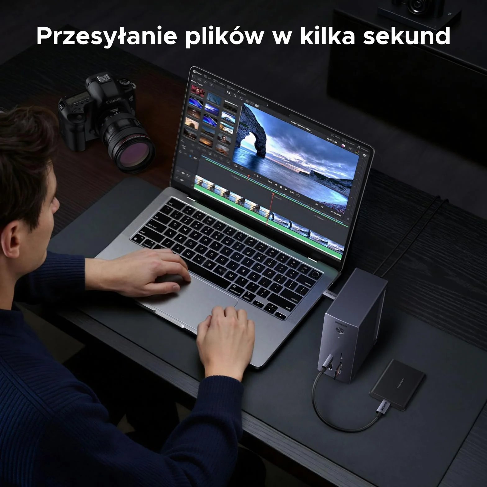 UGREEN Revodok Pro 110 Stacja dokująca M.2 NVMe 4K HDMI 10 Gb/s SD/TF 3.0 RJ45 100 W PD
