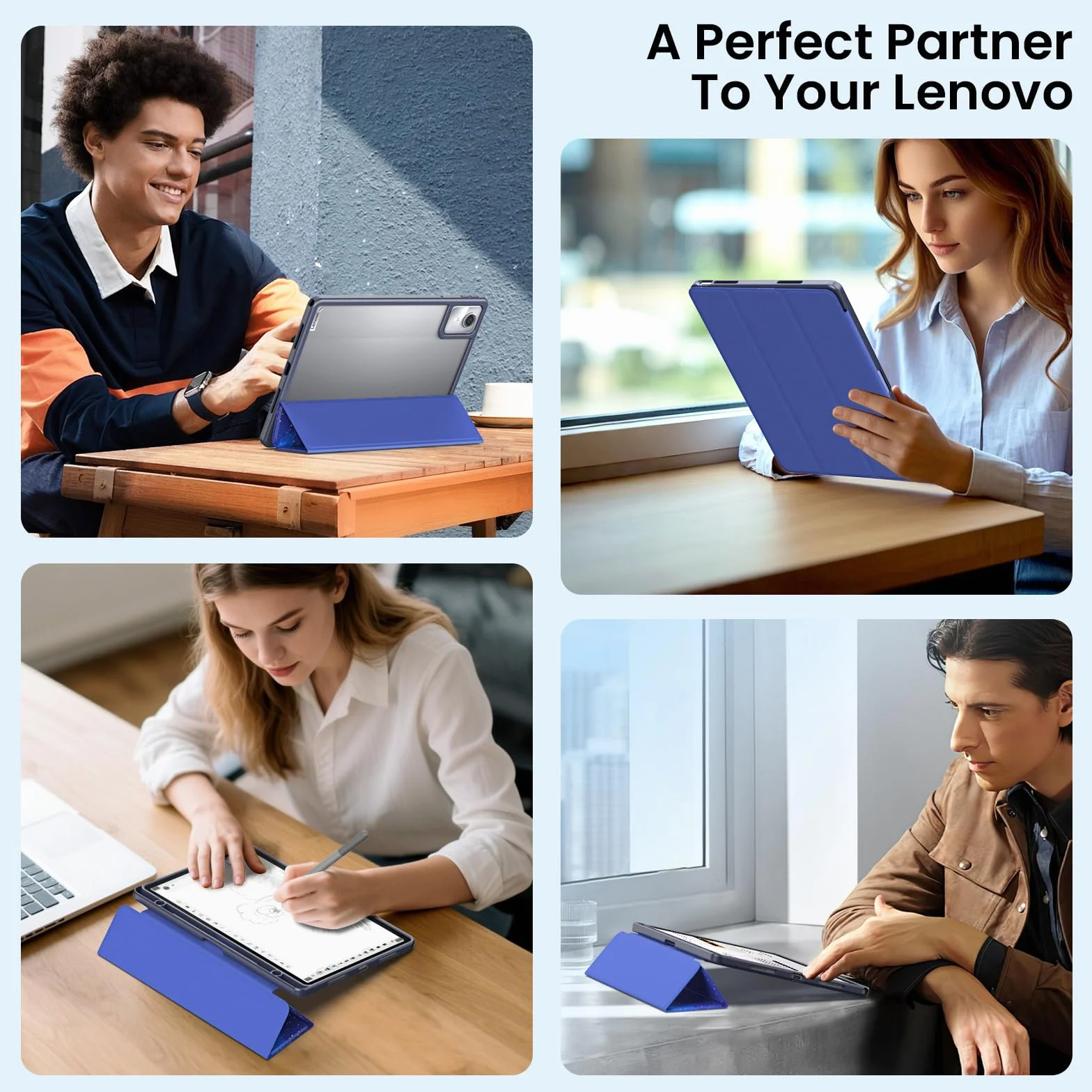 MoKo Etui Lenovo Tab M11 2024 TB330FU TB330XU Ultra Cienka Składana Pokrowiec z Uchwytem na Rysik, Niebieskie Gwiaździste Niebo