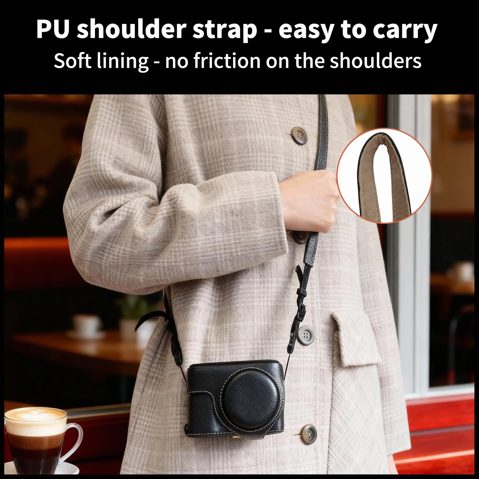 Etui ze Skóry PU do Panasonic Lumix DC-TZ99, Odporny na Zarysowania, Czarny