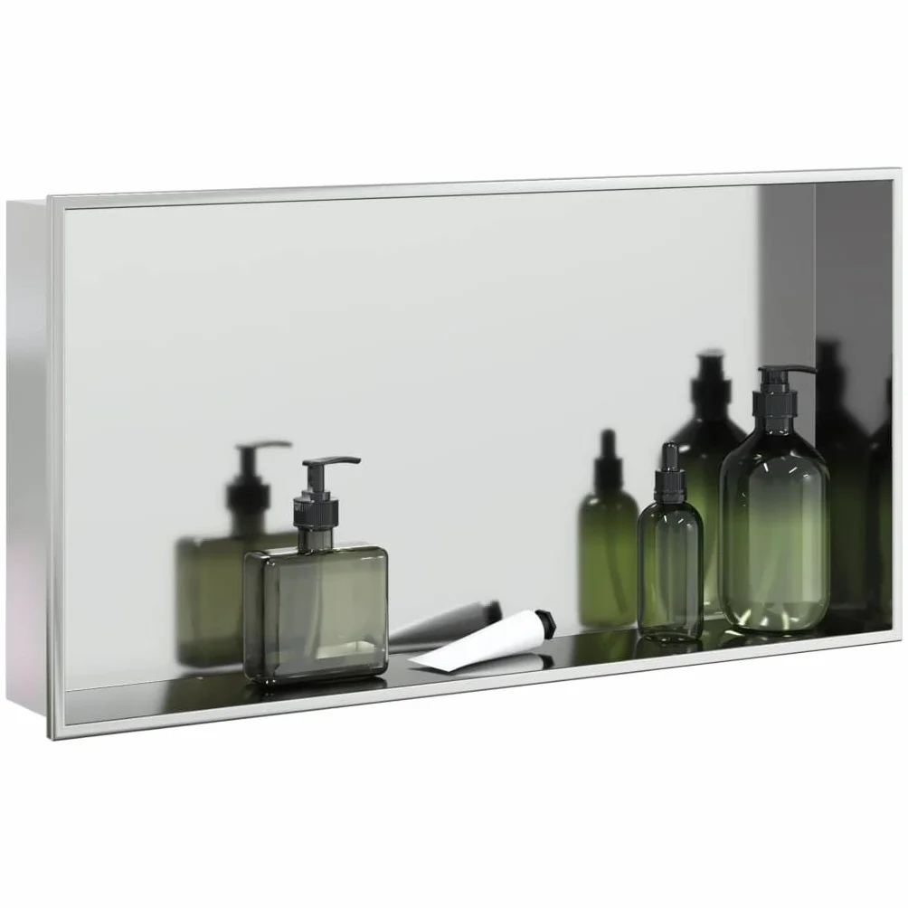 vidaXL Wnęka prysznicowa, szczotkowana, srebrna, 62x32x9 cm, stal, wnęka łazienkowa, wnęka do zabudowy, wnęka prysznicowa ze stali nierdzewnej