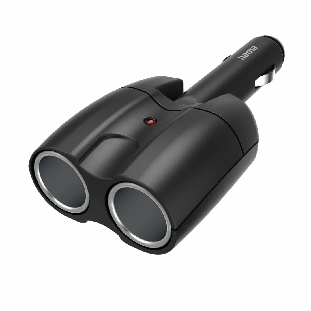 Hama rozdzielacz do gniazda zapalniczki samochodowej (2-drożny, obrotowy, 12V, dwa gniazda, adapter, podwójna wtyczka, złącze samochodowe) czarny