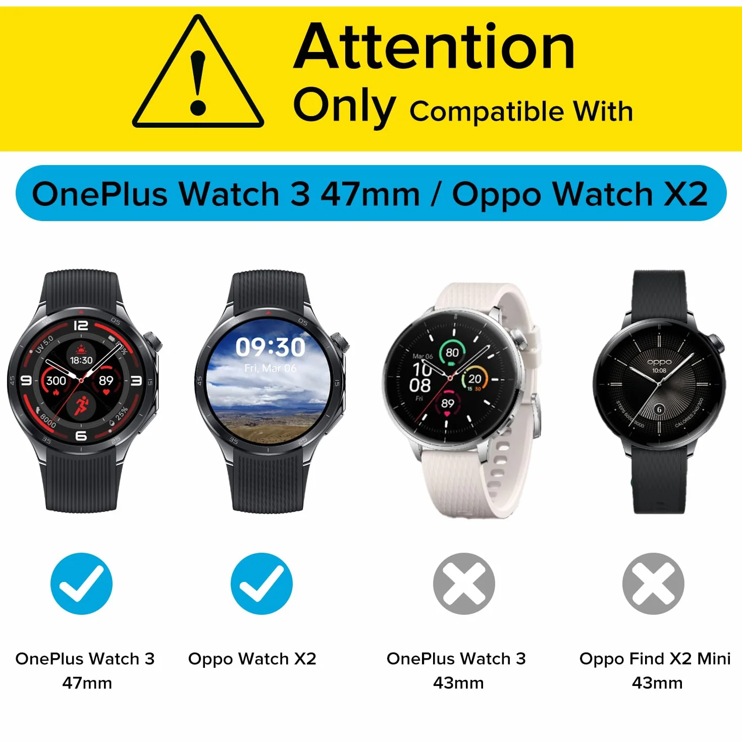 ivoler Twarde Etui PC z Szklanym Ochraniaczem do OnePlus Watch 3 47mm Oppo Watch X2 2 Przezroczyste + 1 Czarne