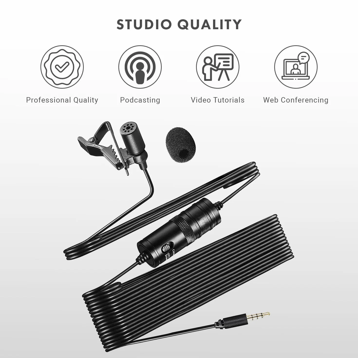 Movo Lavalier USB Mikrofon do Komputera 6m