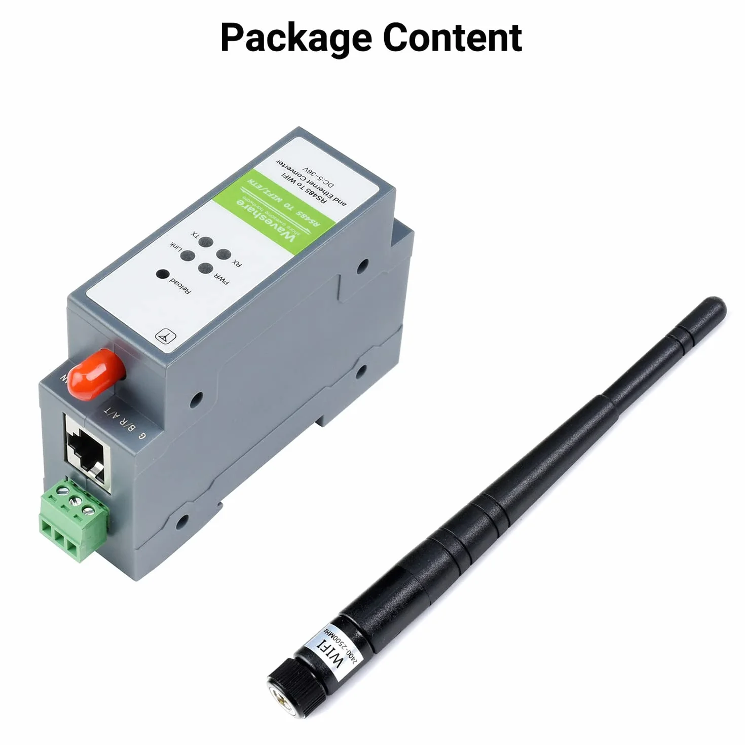 Waveshare RS485 WiFi Ethernet Module Rail-Mount Serial Server Modbus MQTT Gateway