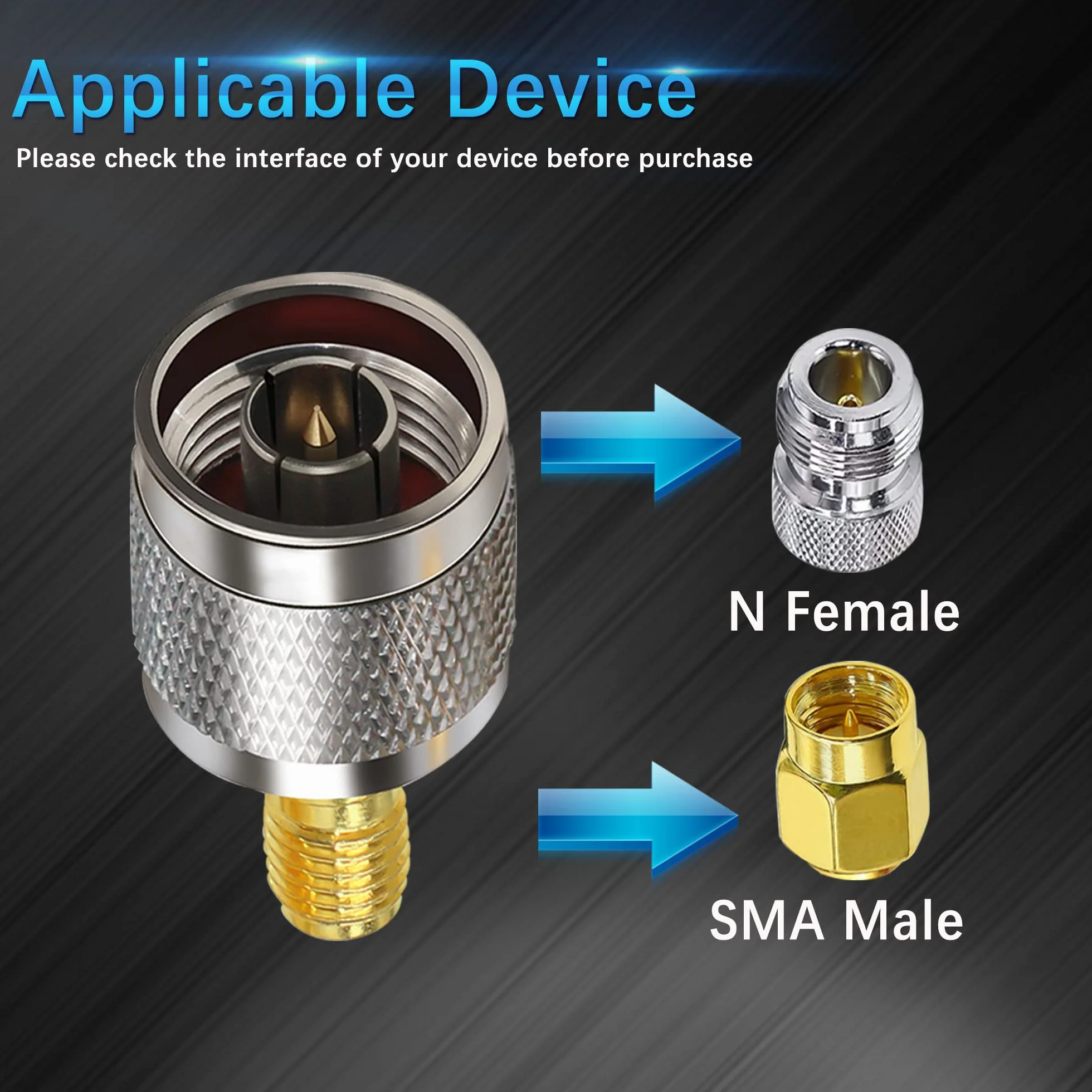 SMA Buchse auf N Stecker RF Koax Adapter für WiFi Antennenverlängerungskabel 2 St