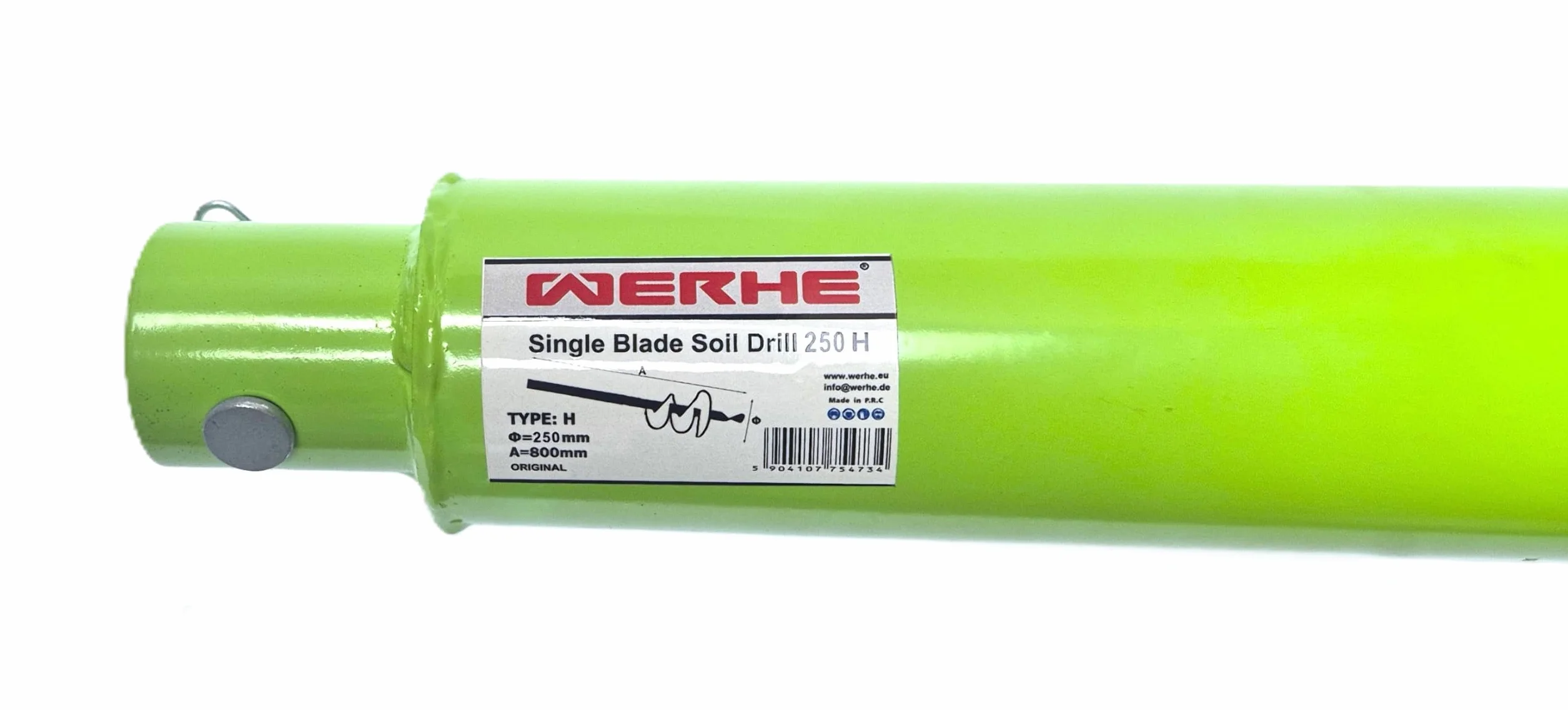 WERHE Świder do gleby ⌀250 mm, długość 80 cm – Wiertło ogrodowe z pojedynczym zwojem – do sadzenia drzew, otworów pod słupki i przepusty – końcówka tnąca z węglikami spiekanymi