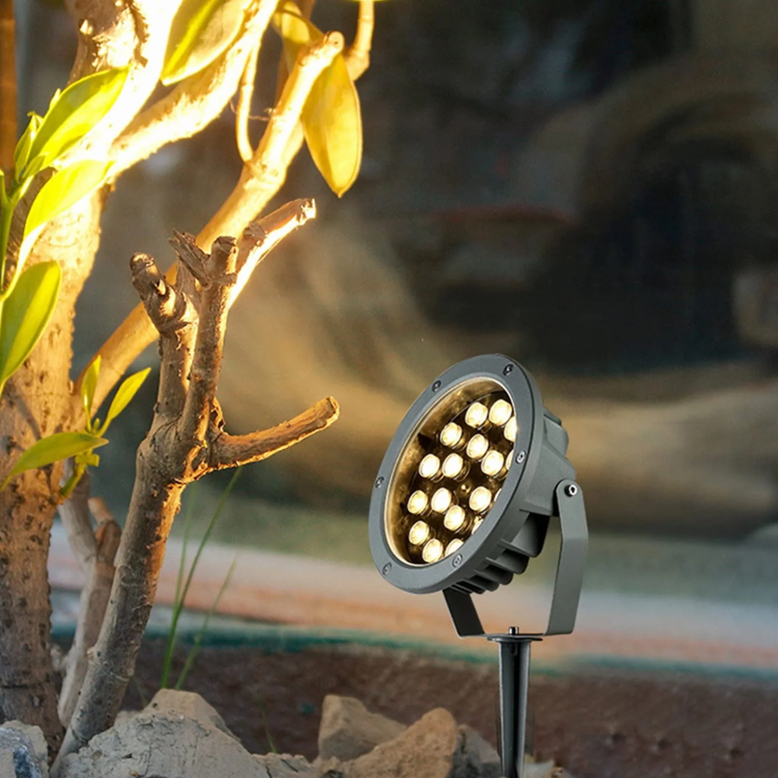 Lampy solarne zewnętrzne, Lampa ścienna o wysokiej jasności, okrągła, ogrodowa, punktowa(Cold White,12W)
