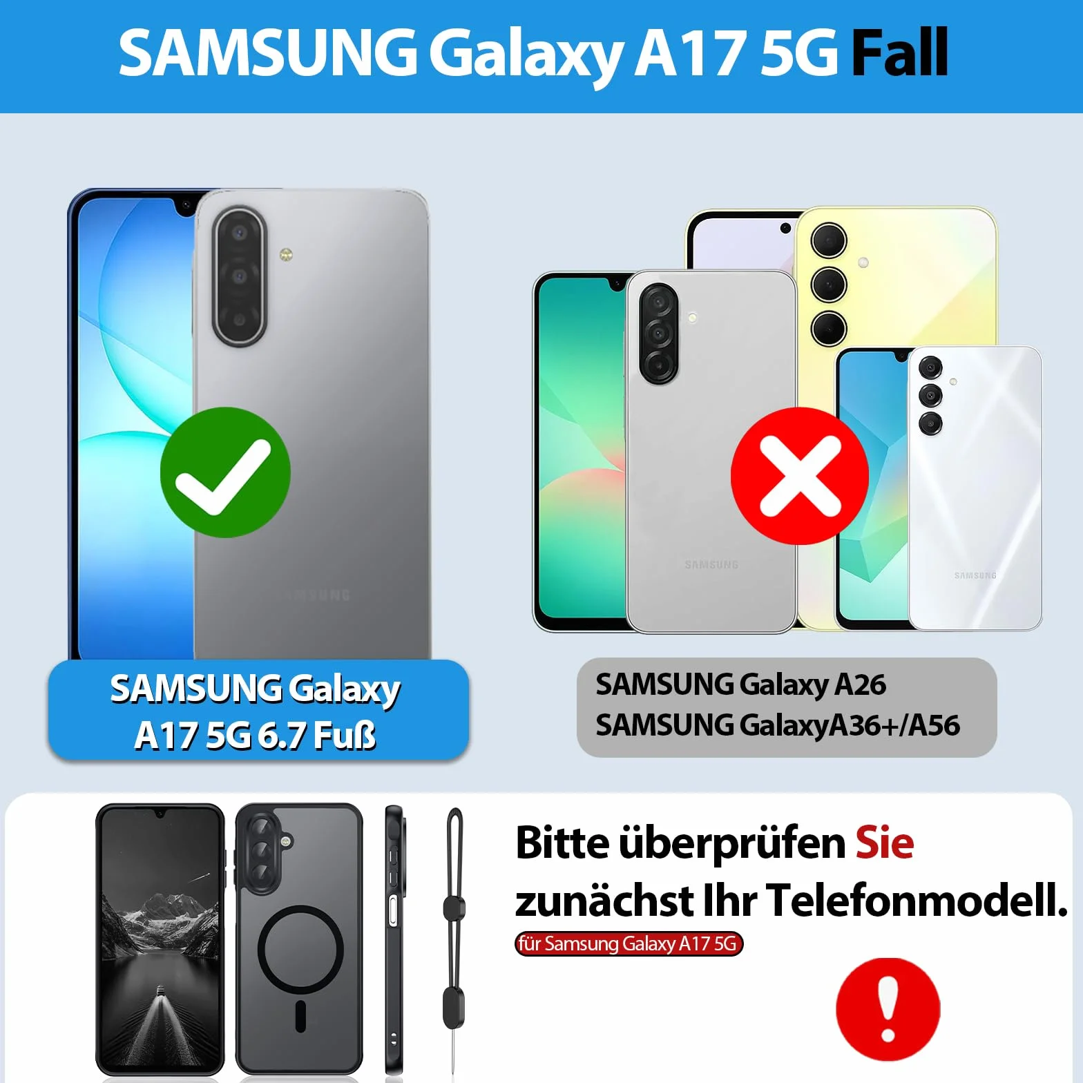 Dizn Etui magnetyczne Samsung Galaxy A17 4G/A17 5G z folią hartowanego szkła MagSafe czarny